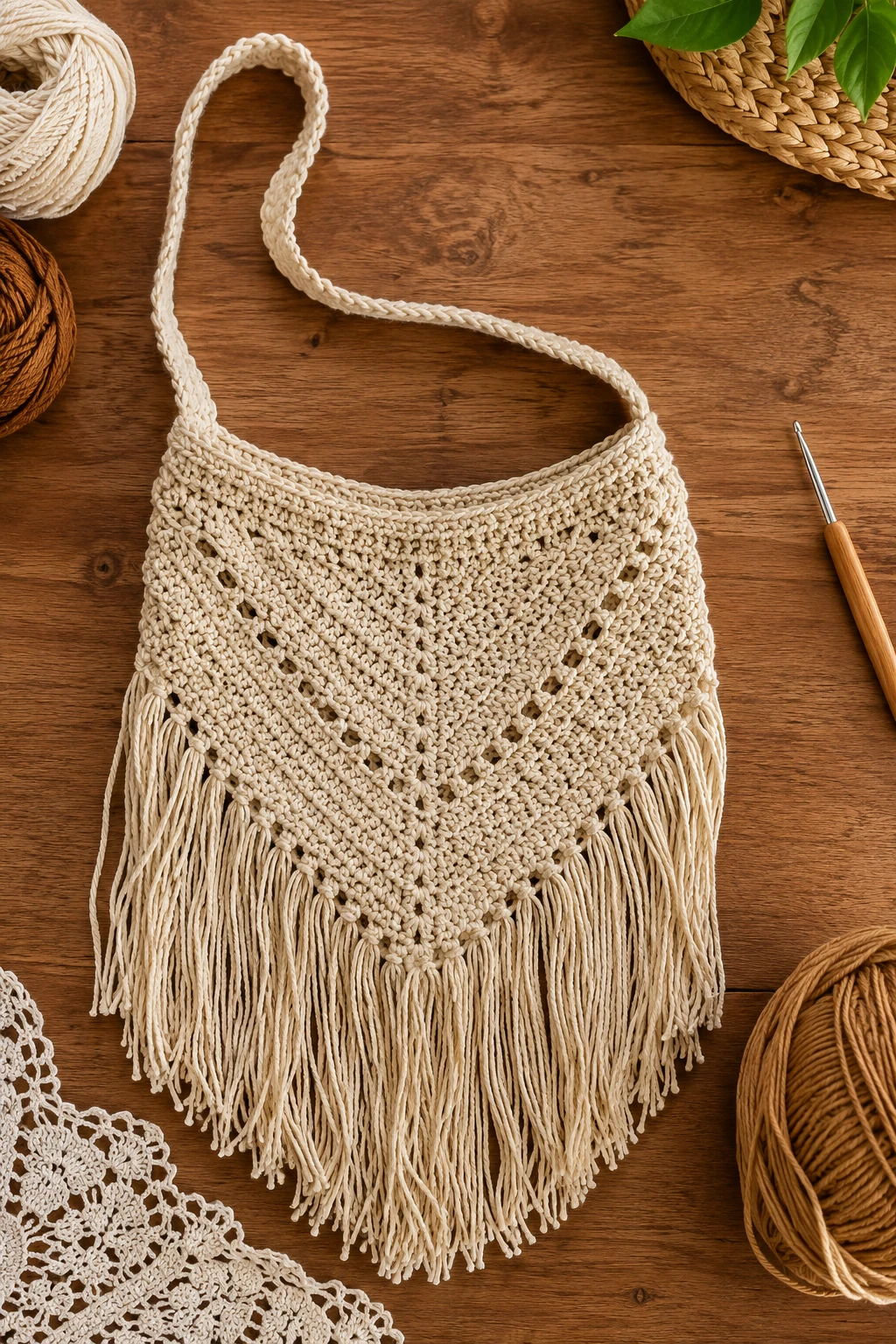 Boho Fringe Crochet Bag — easy crochet bag style outfit
