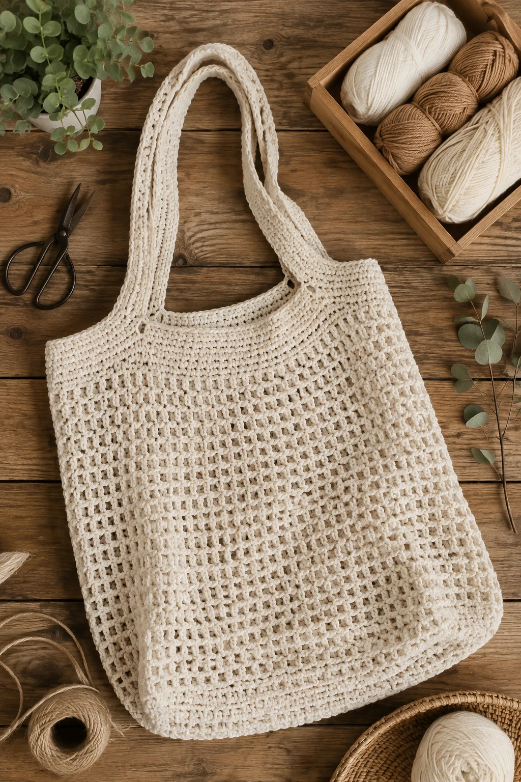 Oversized Crochet Shopper — easy crochet bag style outfit