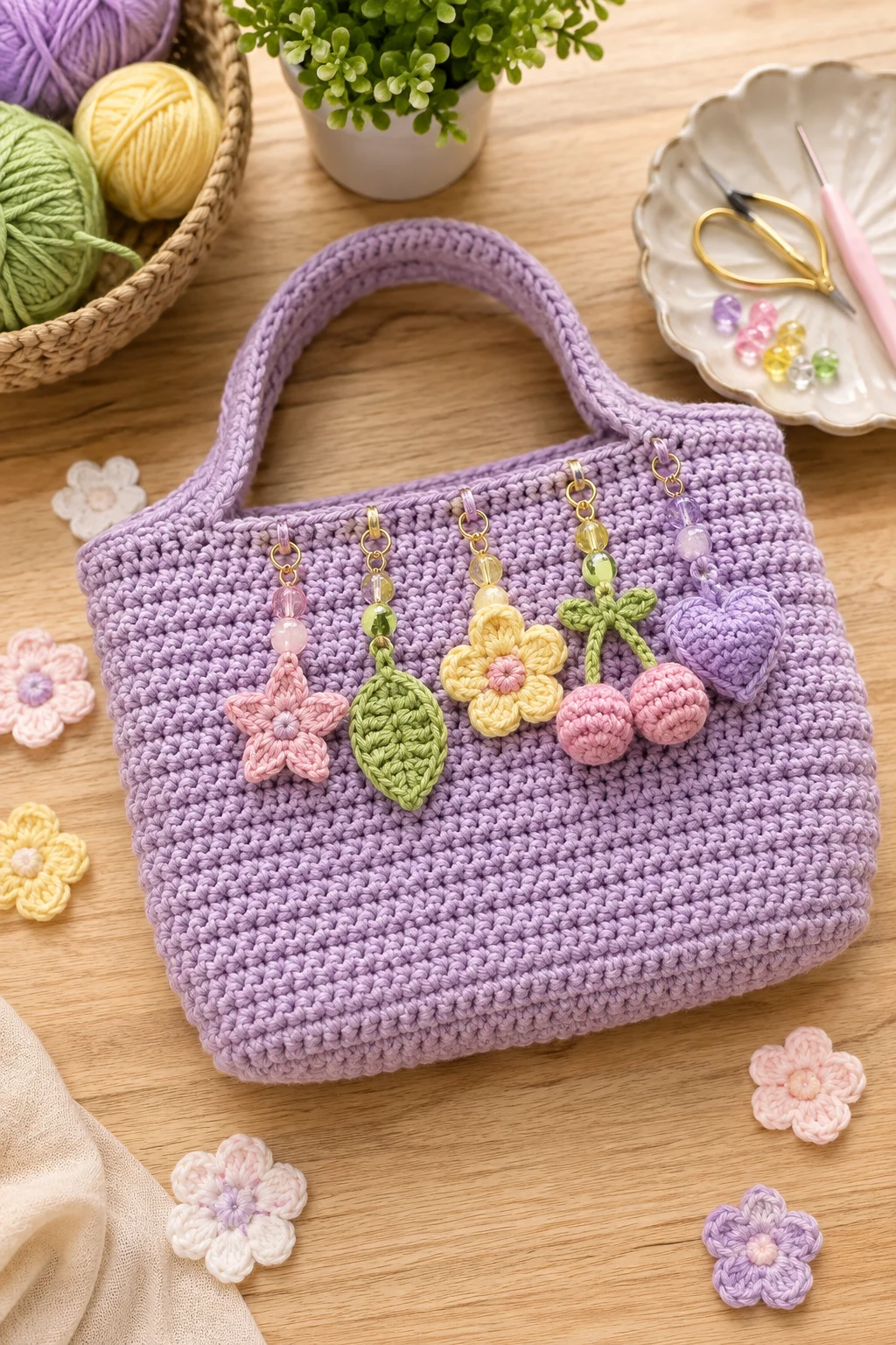 Cute Crochet Bag With Charms — easy crochet bag style outfit