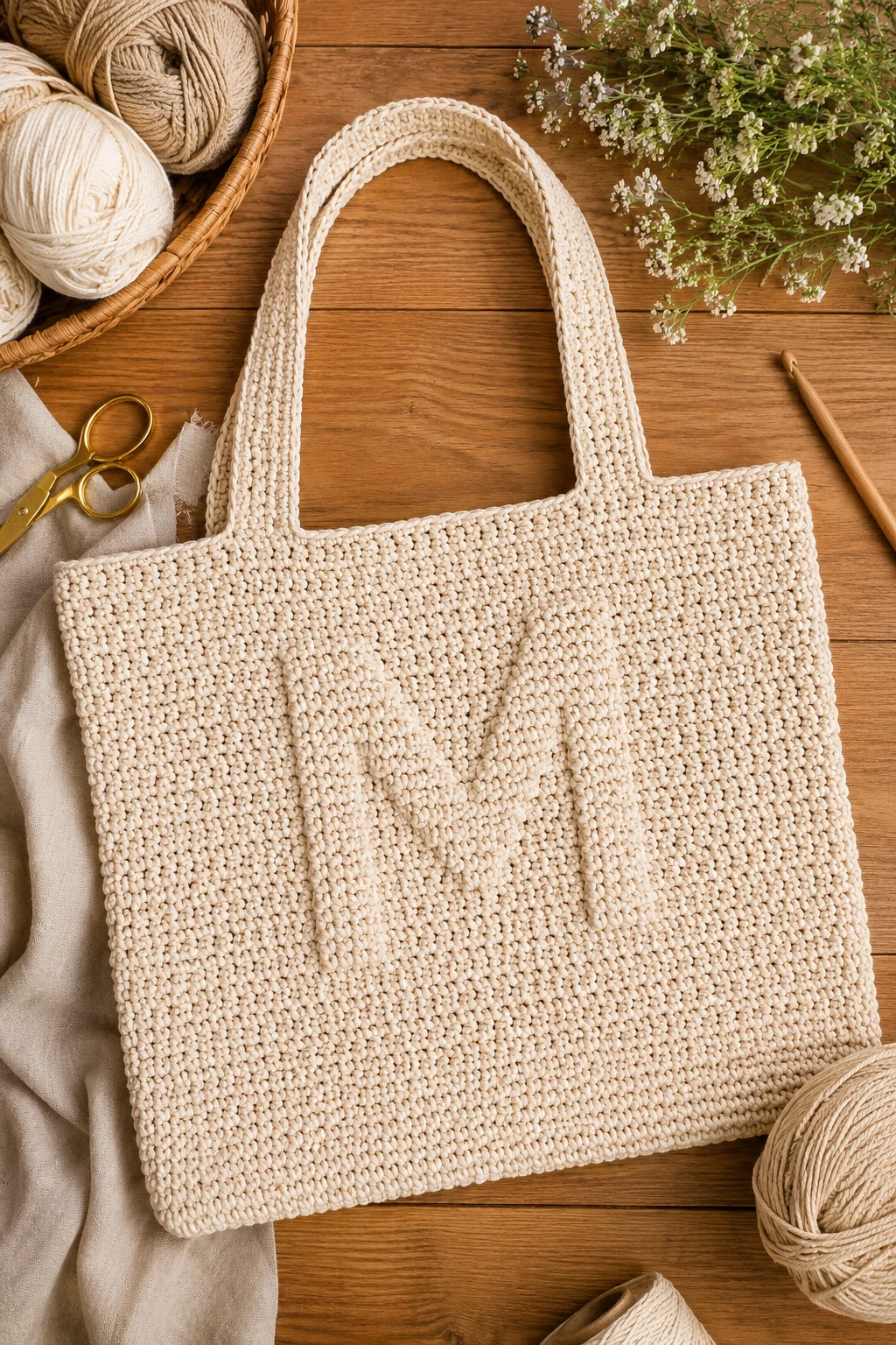 Personalized Monogram Crochet Tote — easy crochet bag style outfit