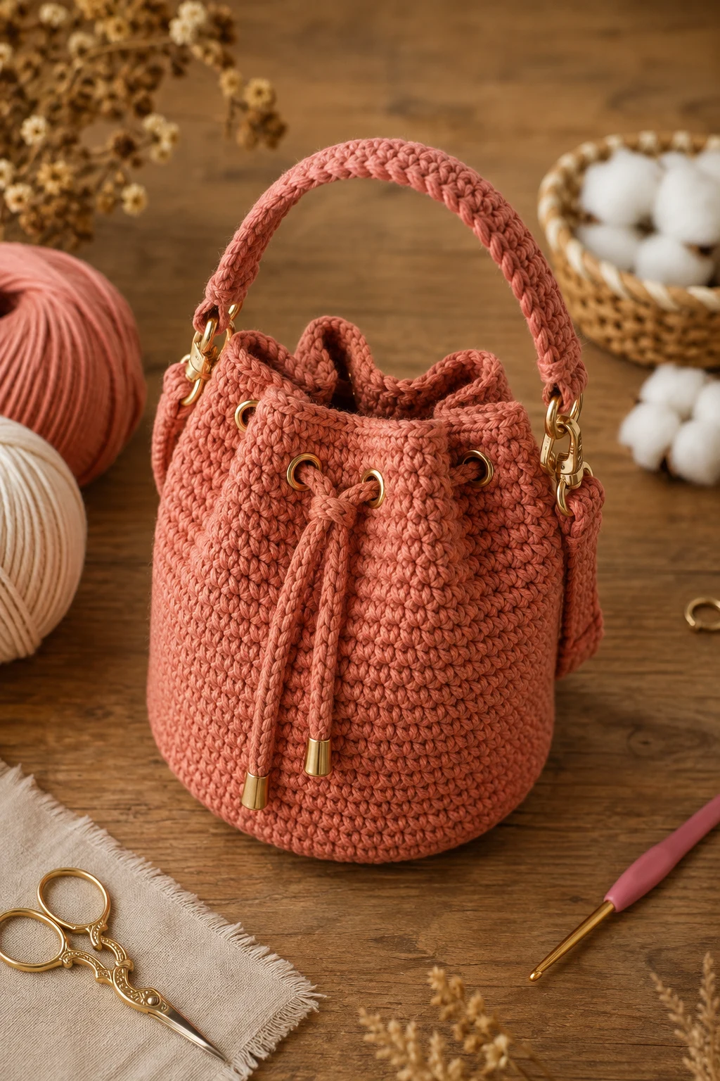 Beginner-Friendly Mini Bucket Bag — easy crochet bag style outfit