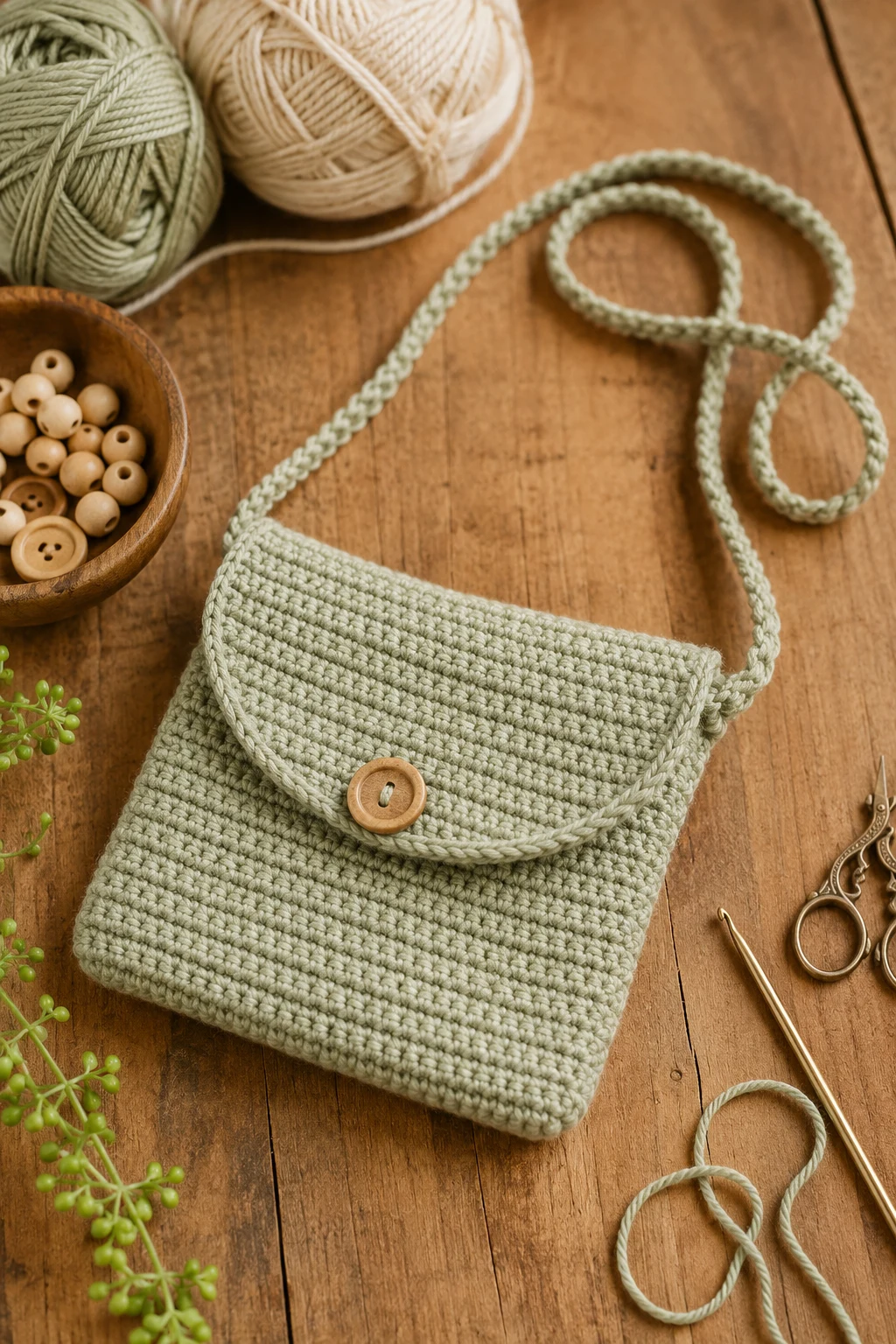 Mini Crochet Crossbody Bag — easy crochet bag style outfit