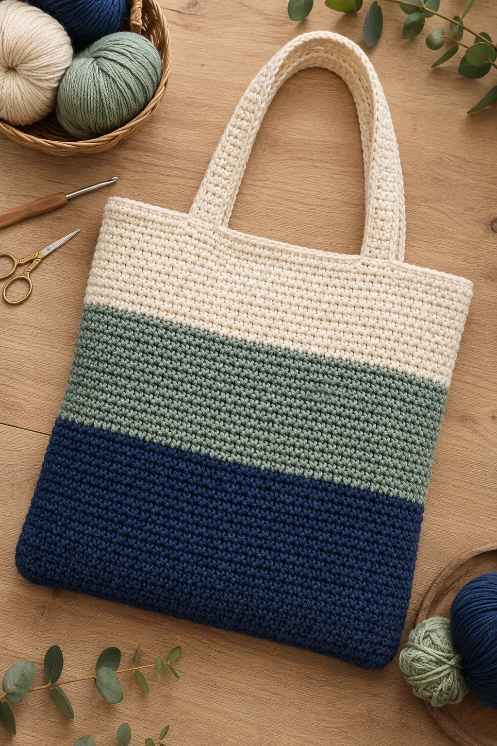 Color-Block Tote for Beginners — easy crochet bag style outfit
