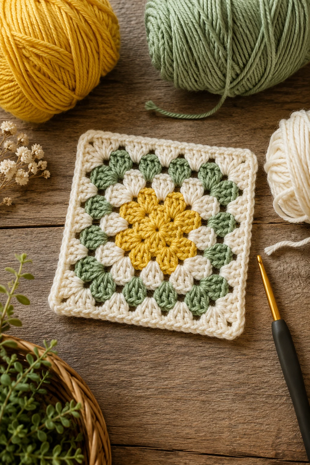 Sunny Granny Square — easy crochet ideas for beginners simple style outfit