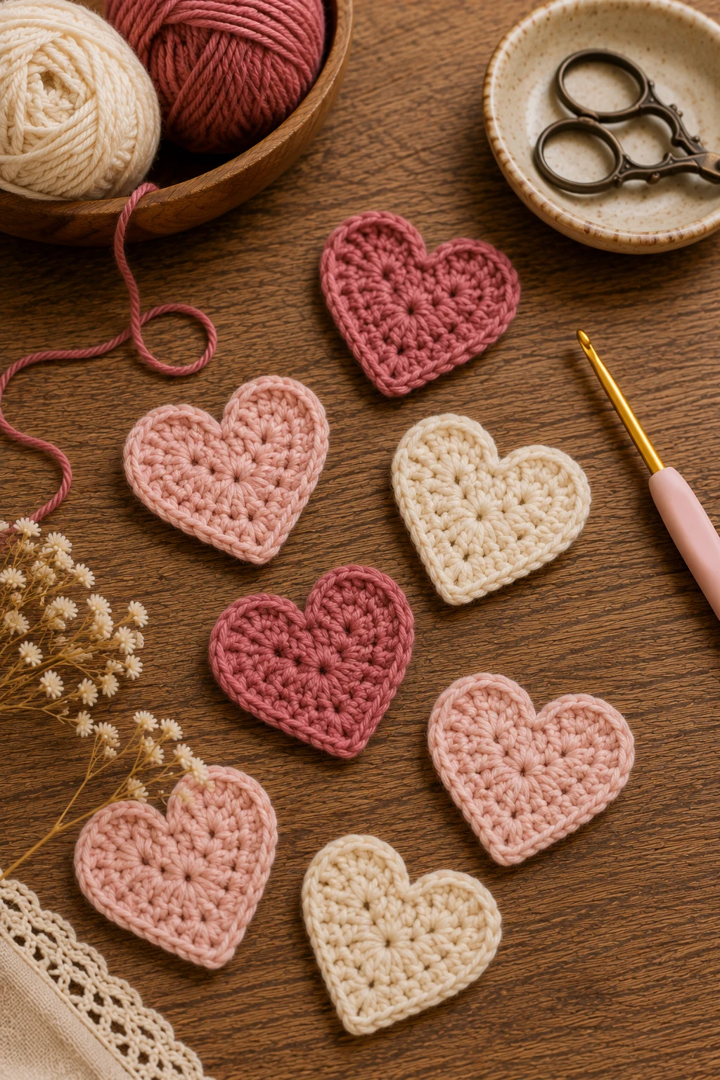 Simple Heart Appliqués — easy crochet ideas for beginners simple style outfit