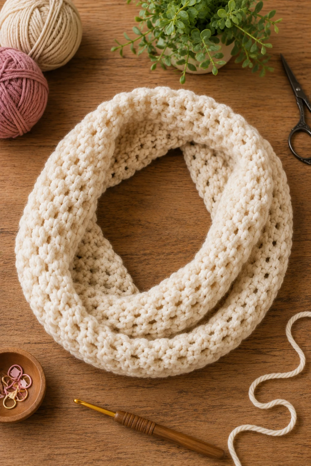 Soft Beginner Infinity Cowl — easy crochet ideas for beginners simple style outfit