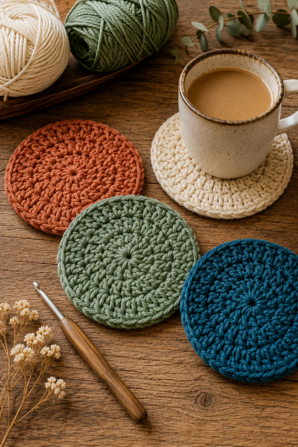 Mug-Friendly Crochet Coasters — easy crochet ideas for beginners simple style outfit