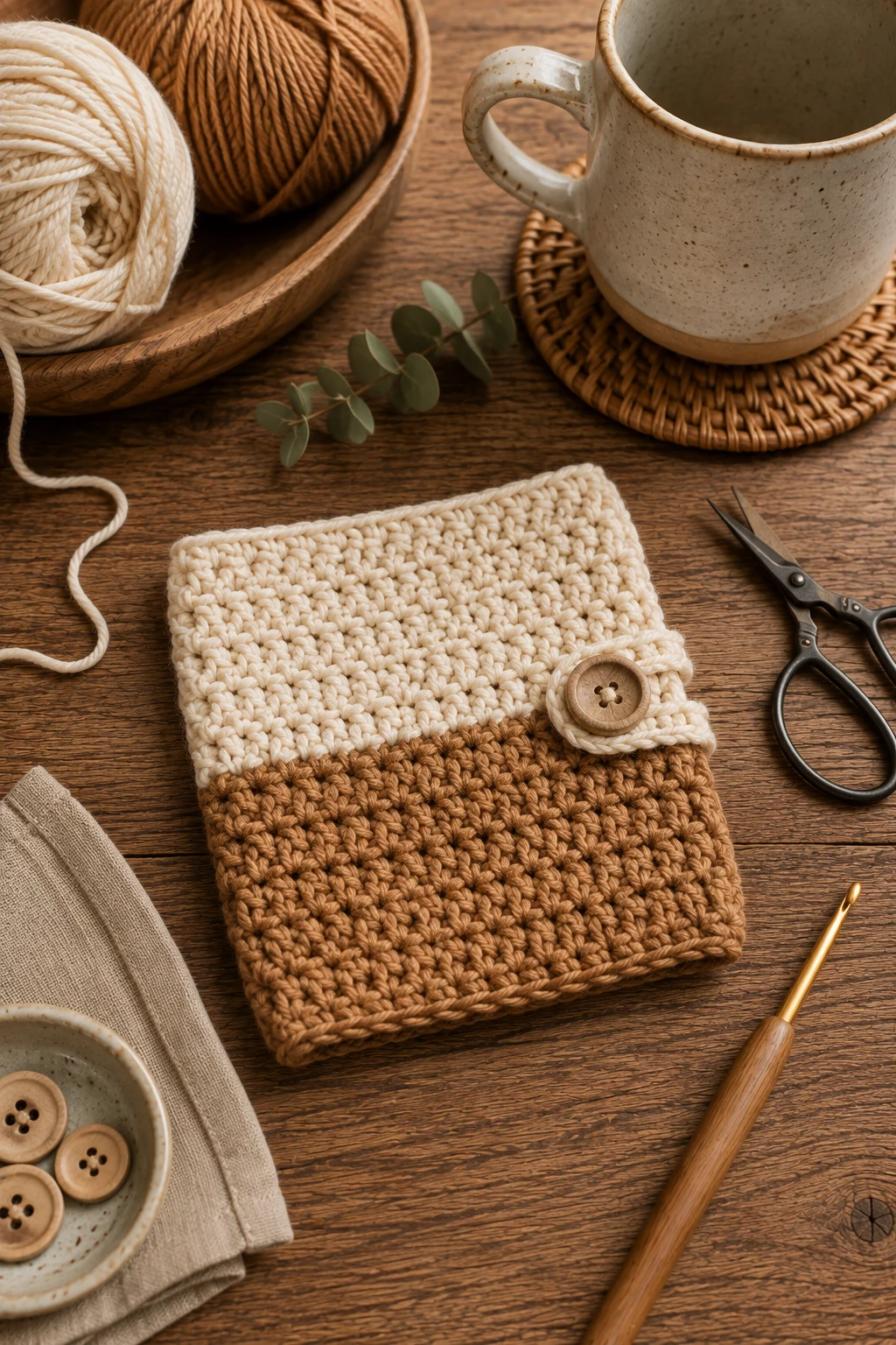 Two-Tone Cup Cozy — easy crochet ideas for beginners simple style outfit