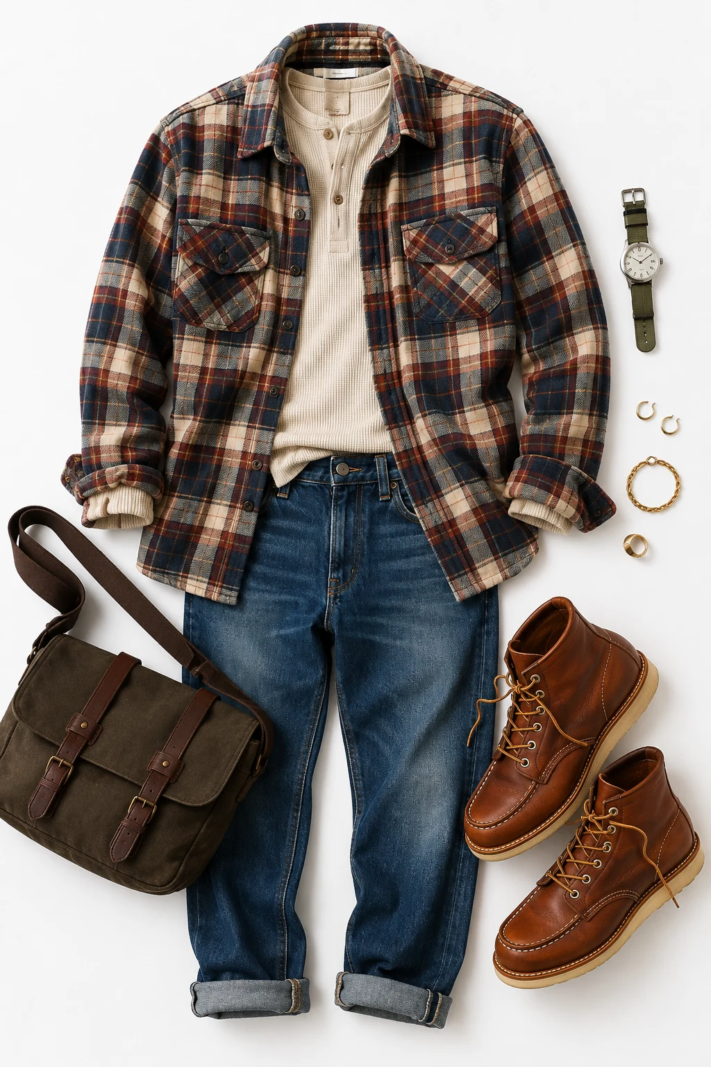 The Rugged Heritage Look: Flannel, Denim, Moc-Toe Boots — Everyday Outfit style outfit