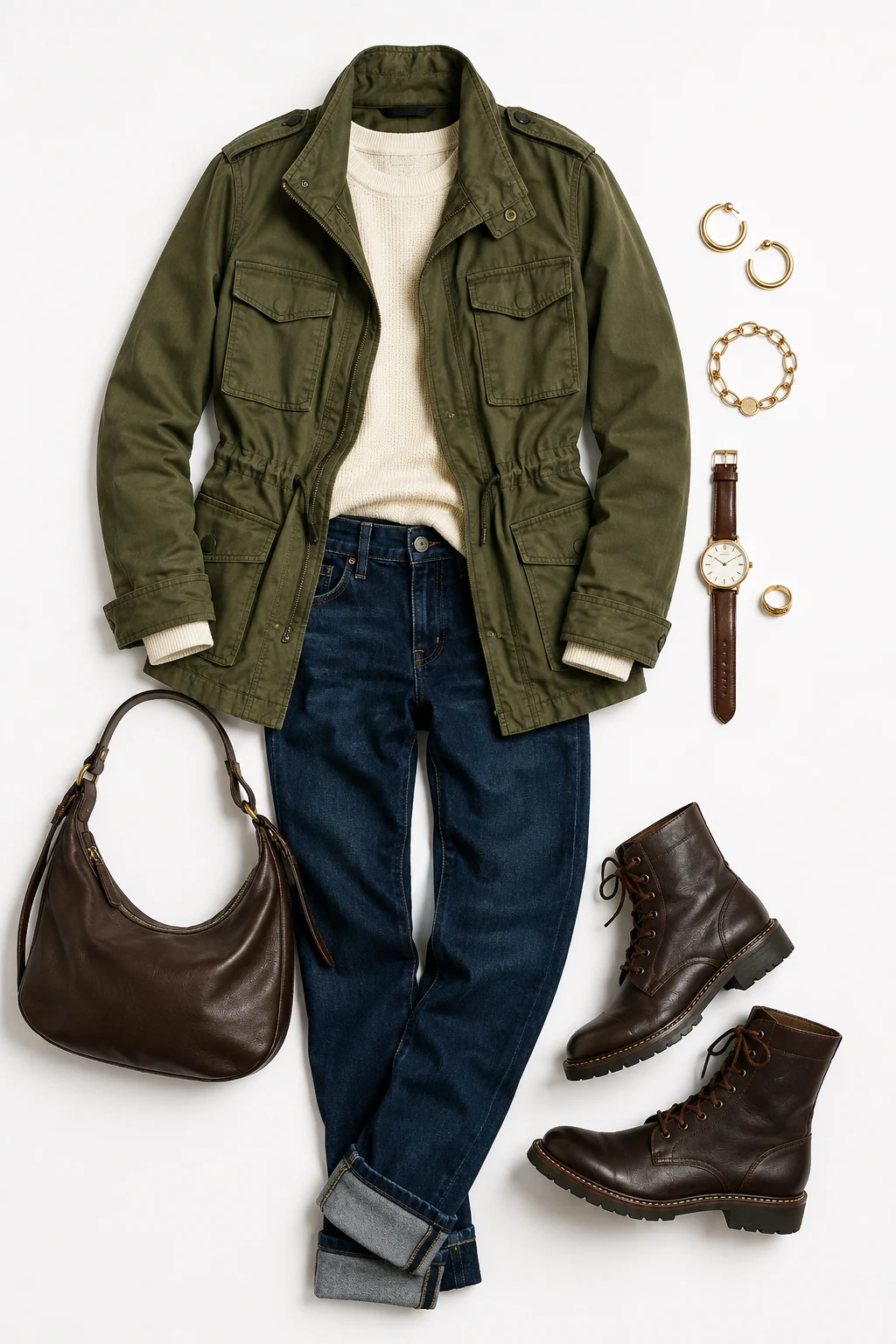 The Field-Jacket Outfit: Olive M-65, Denim, Service Boots — Everyday Outfit style outfit