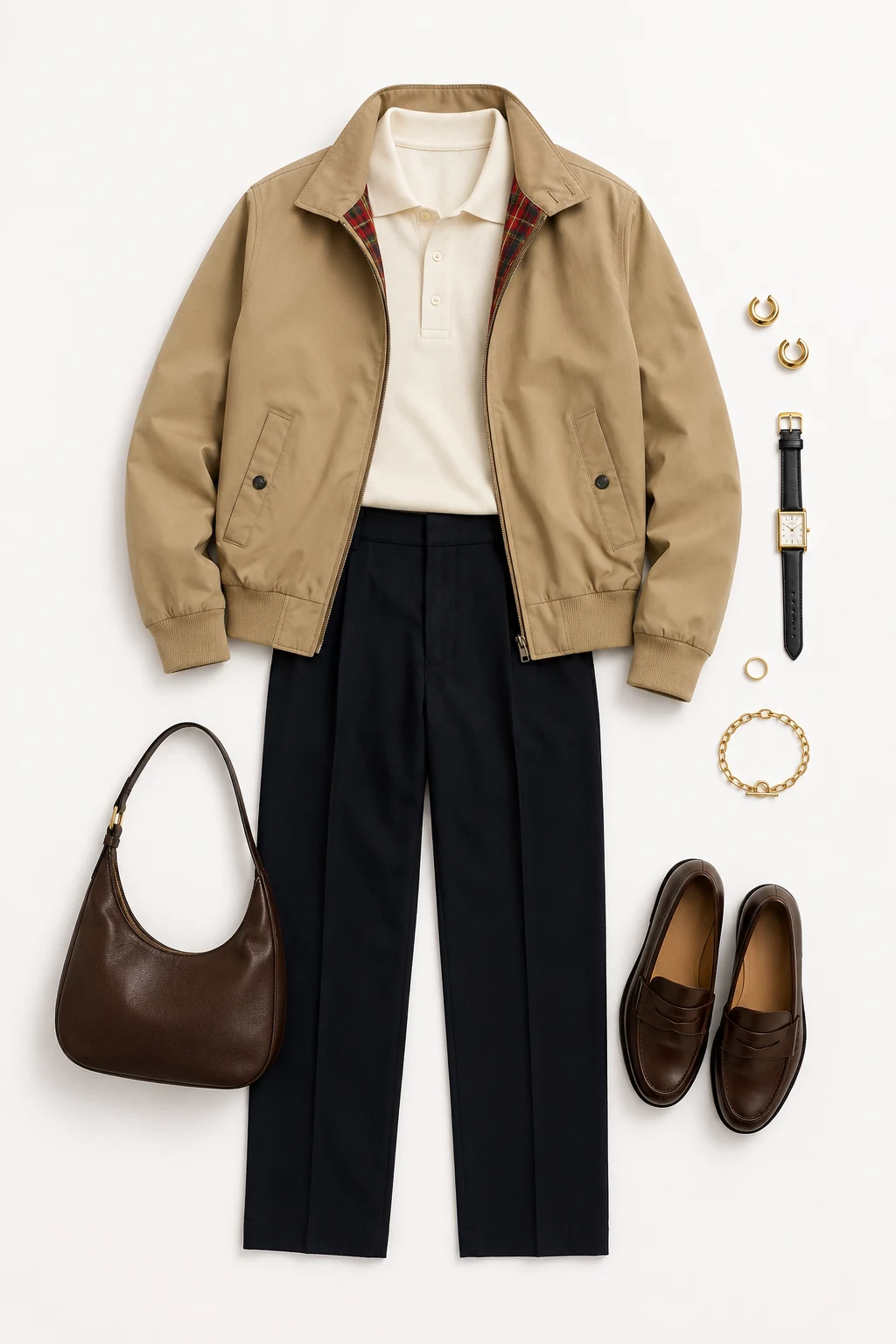 The Harrington Formula: Harrington Jacket, Polo, Straight Trousers — Everyday Outfit style outfit