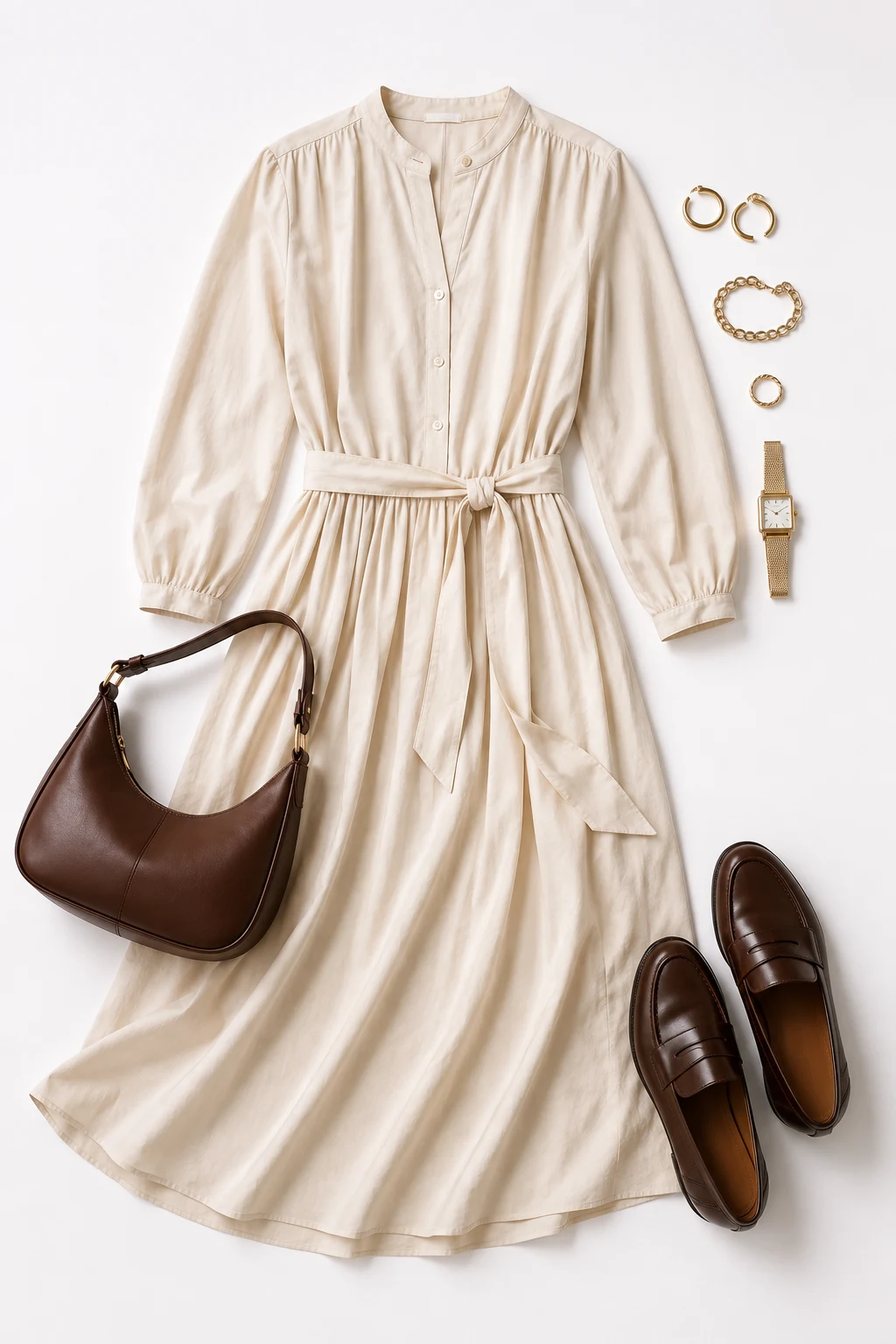 The Flowy Midi Dress: Cotton Dress and Leather Loafers — everyday outfits women style outfit
