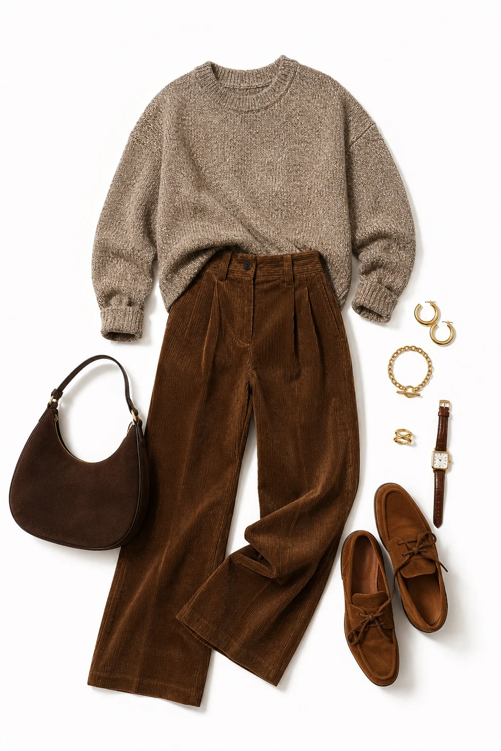 The 1970s-Informed Autumn Look: Corduroy Trousers, Shetland Knit, Suede Shoes — everyday outfits women style outfit