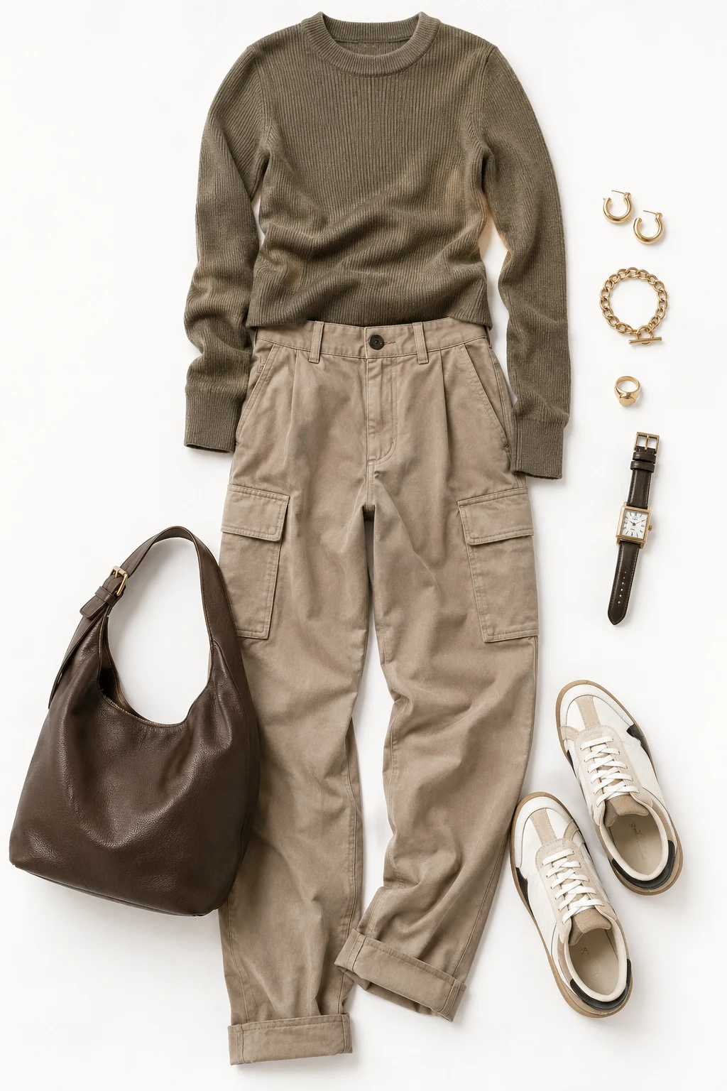 The Utility-to-Urban Look: Cargo Trousers and Fine Knit — everyday outfits women style outfit