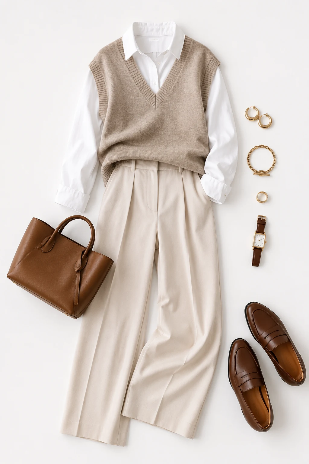 The Scandinavian-Style Layer: Knit Vest and Wide Trousers — everyday outfits women style outfit