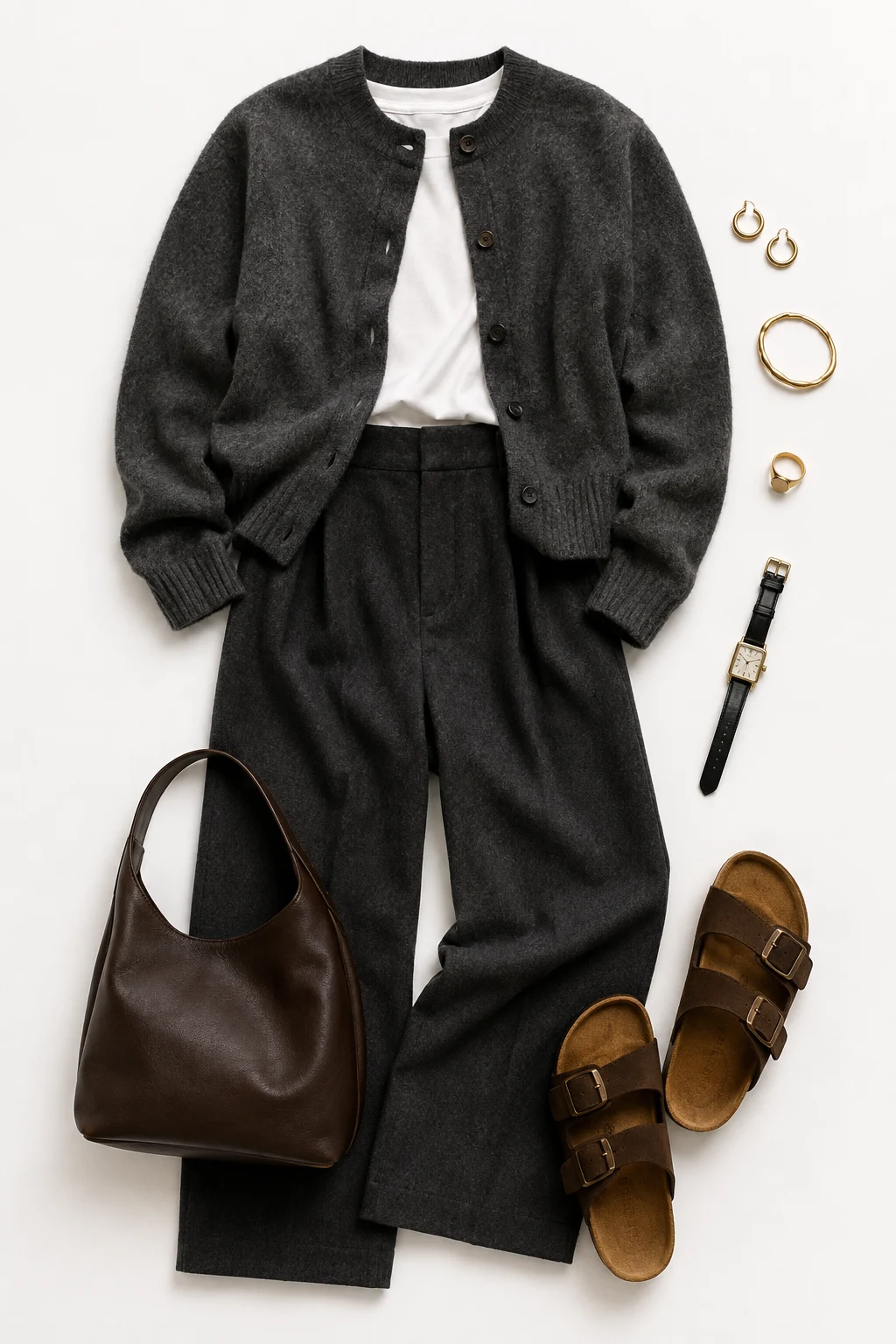 The German-Inspired Everyday Uniform: Wool Trousers, Knit Cardigan, Birkenstocks — everyday outfits women style outfit