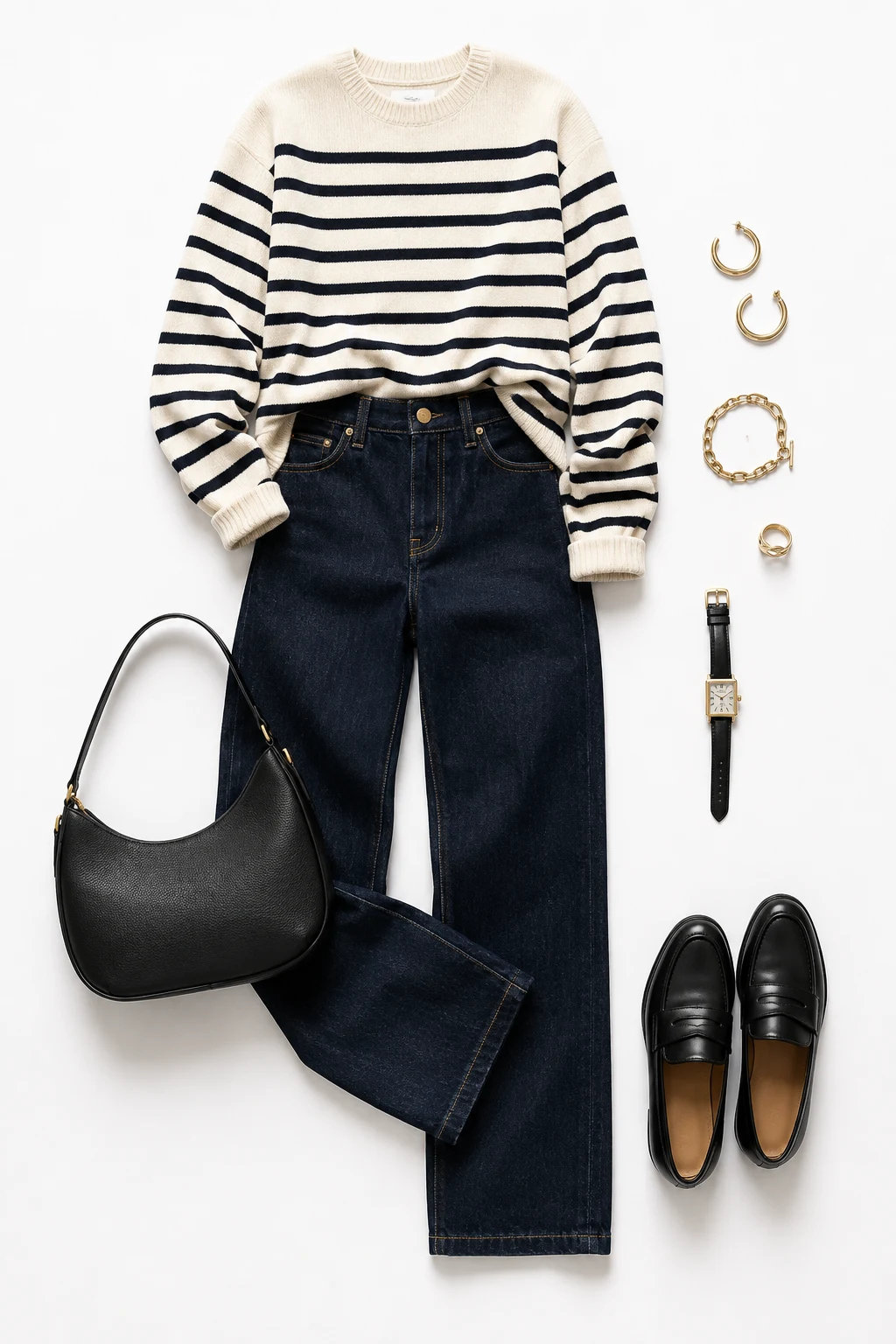 The Breton-and-Denim Classic: Striped Knit and Dark Jeans — everyday outfits women style outfit