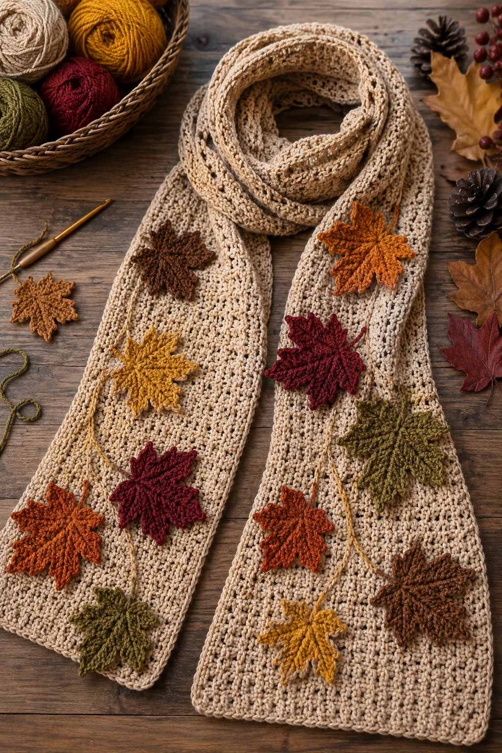 Falling Leaf Scarf — Fall Crochet Ideas  Free Pattern style outfit