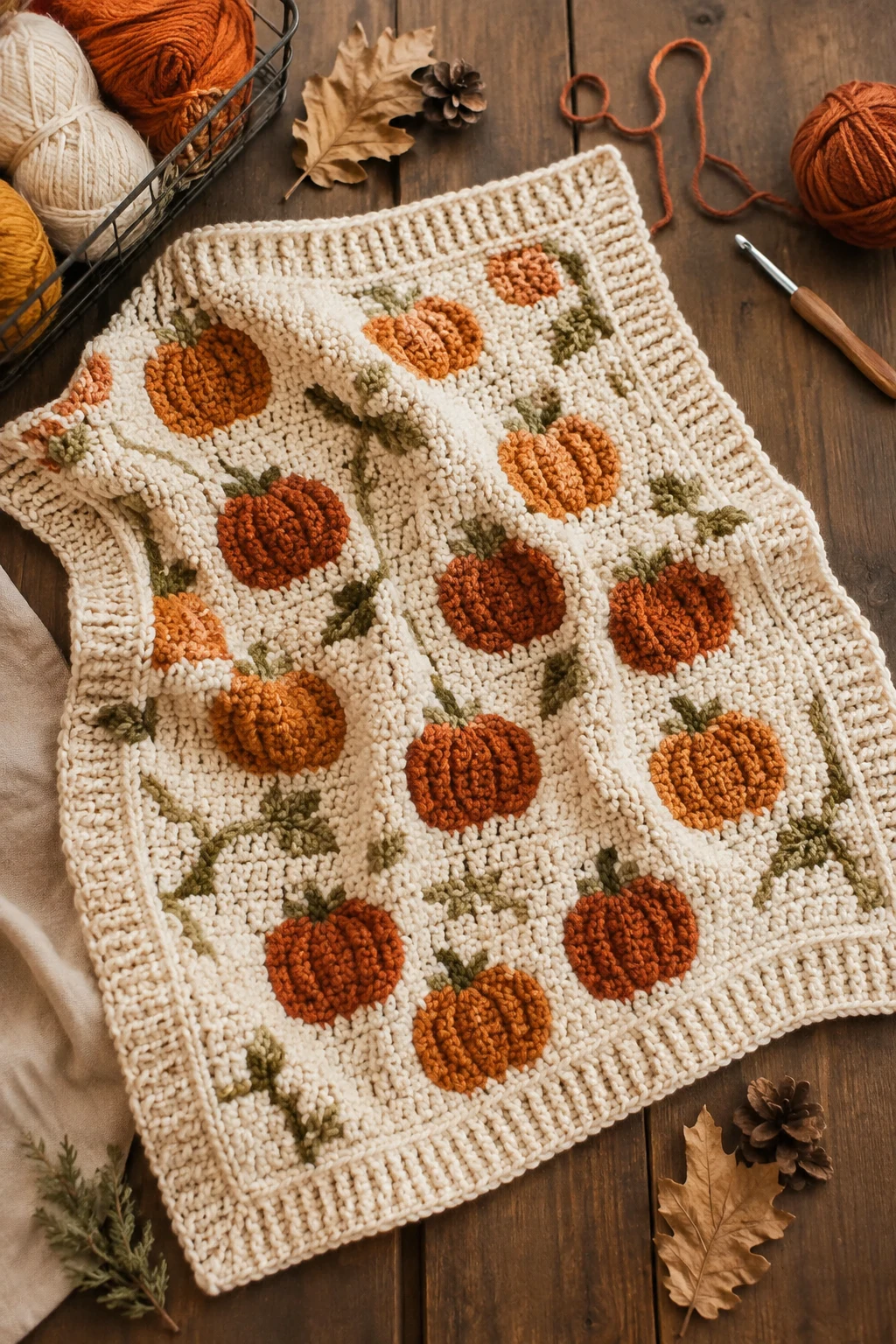 Pumpkin Patch Baby Blanket — Fall Crochet Ideas  Free Pattern style outfit