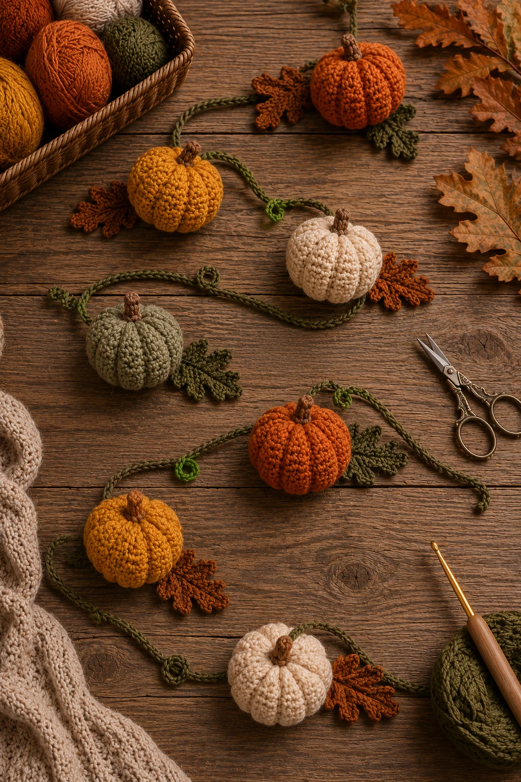 Harvest Pumpkin Garland — Fall Crochet Ideas  Free Pattern style outfit
