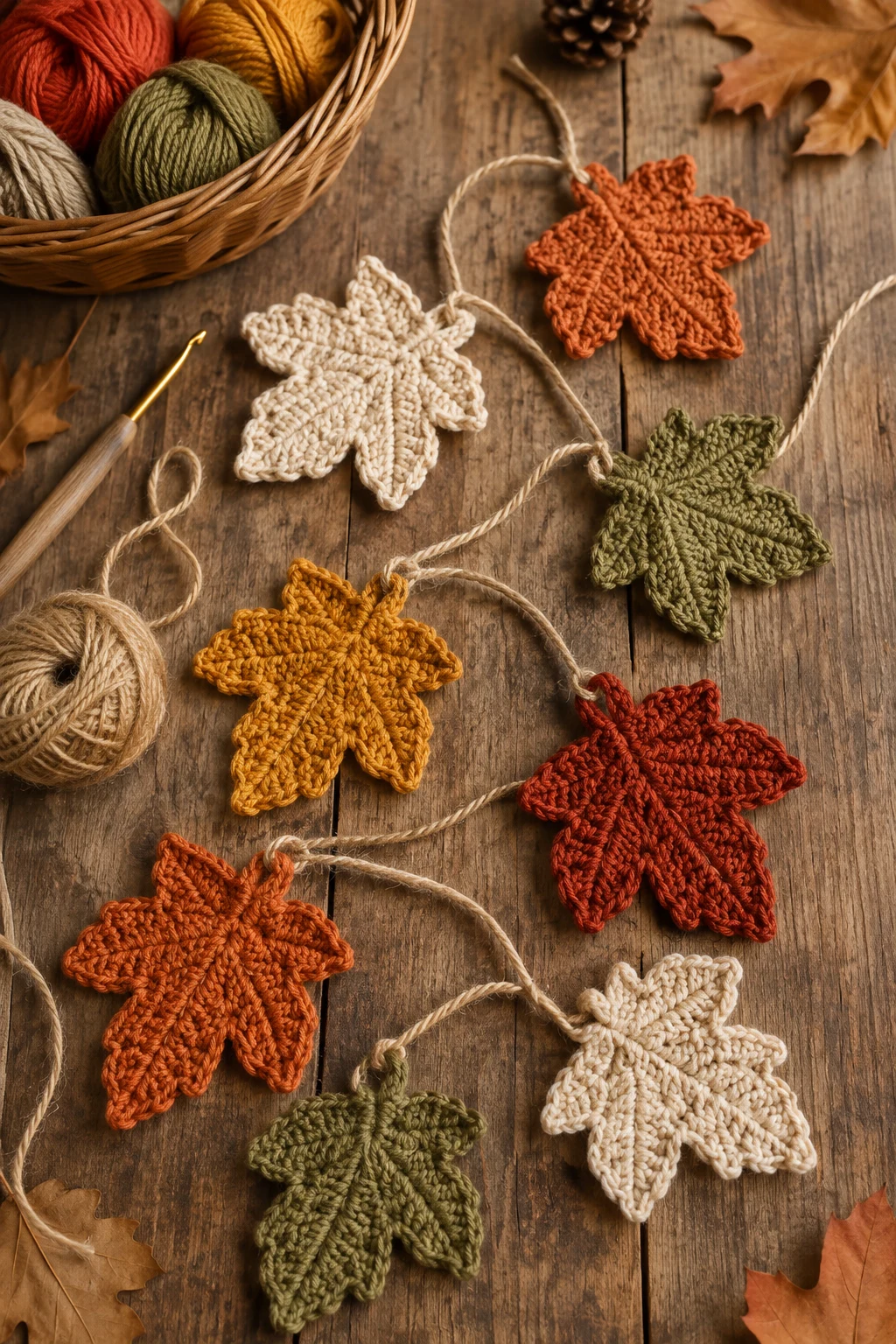 Rustic Fall Leaf Garland — Fall Crochet Ideas  Free Pattern style outfit