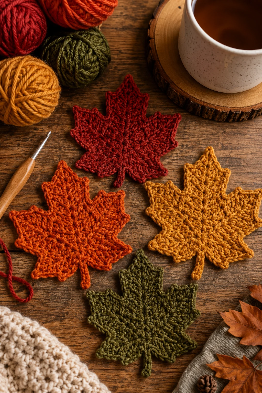 Maple Leaf Coasters — Fall Crochet Ideas  Free Pattern style outfit