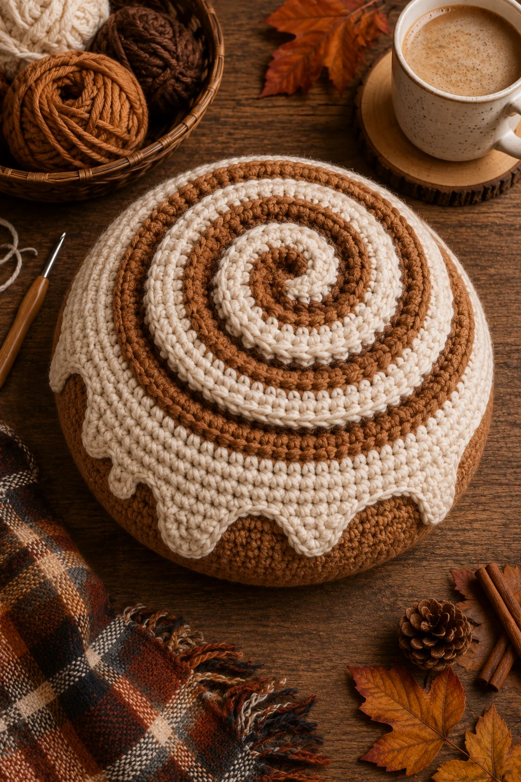 Cinnamon Roll Pillow — Fall Crochet Ideas  Free Pattern style outfit