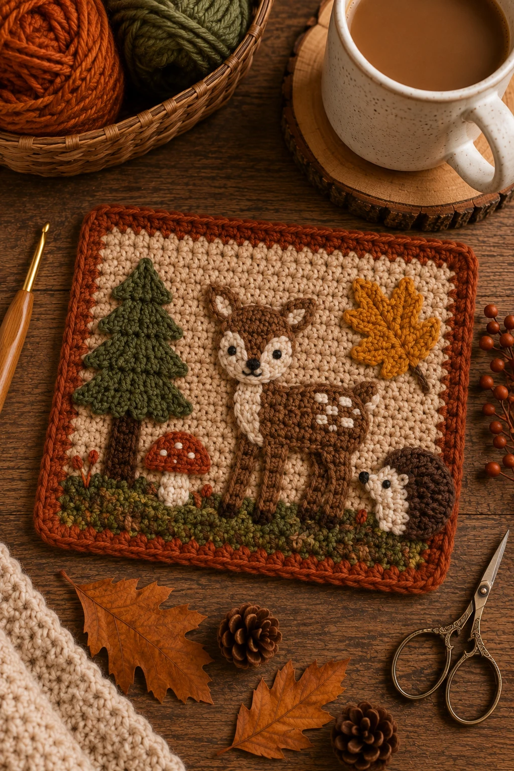 Woodland Mug Rug — Fall Crochet Ideas  Free Pattern style outfit