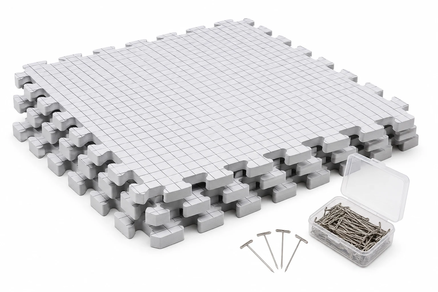 KnitIQ Blocking Mats for Knitting and Crochet with T-Pins