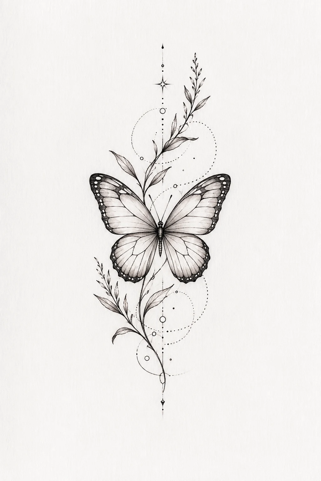 Butterfly with Meaningful Script — fine line butterfly tattoo style outfit