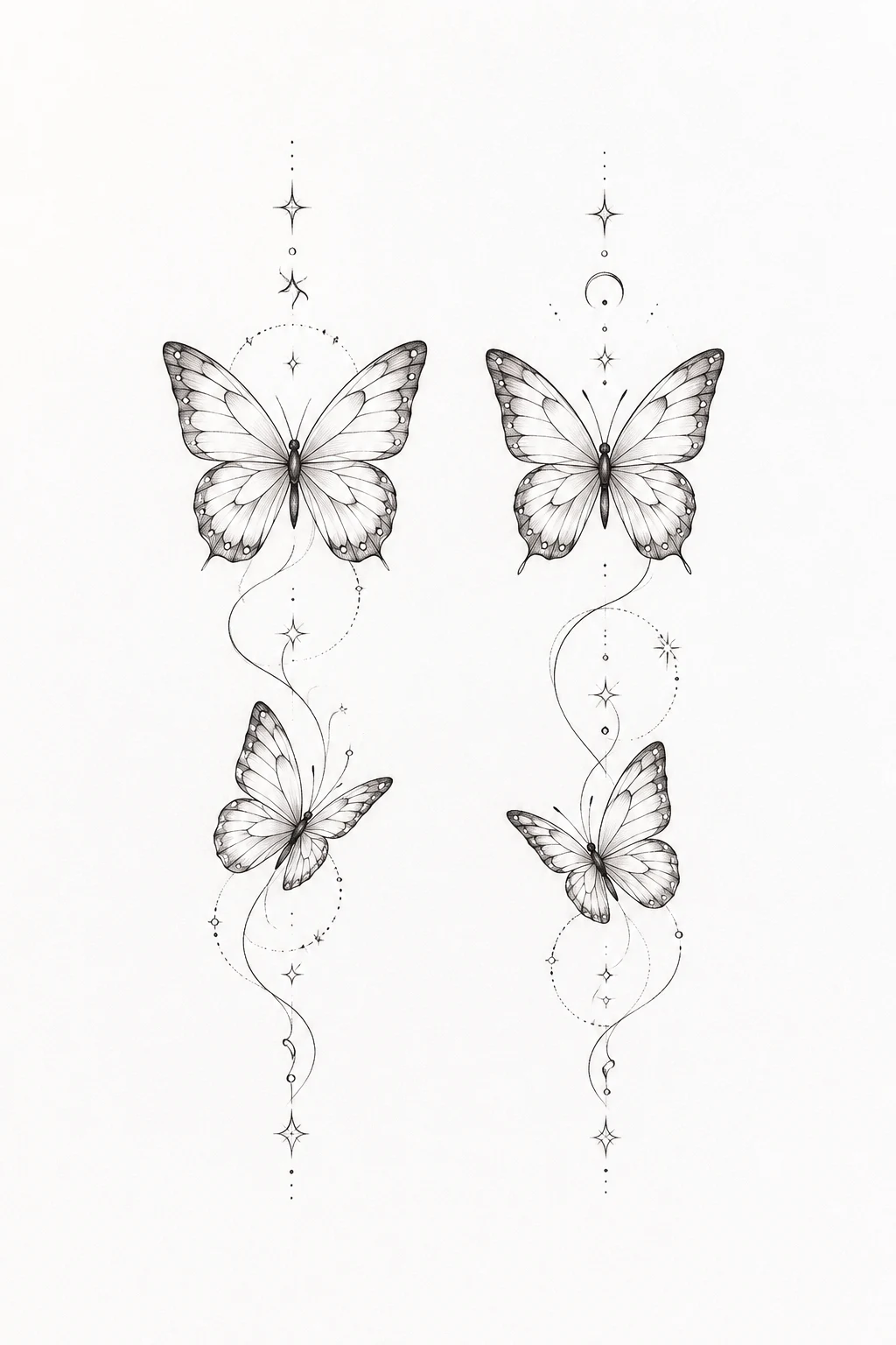 Matching Fine Line Butterfly Tattoo Set — fine line butterfly tattoo style outfit