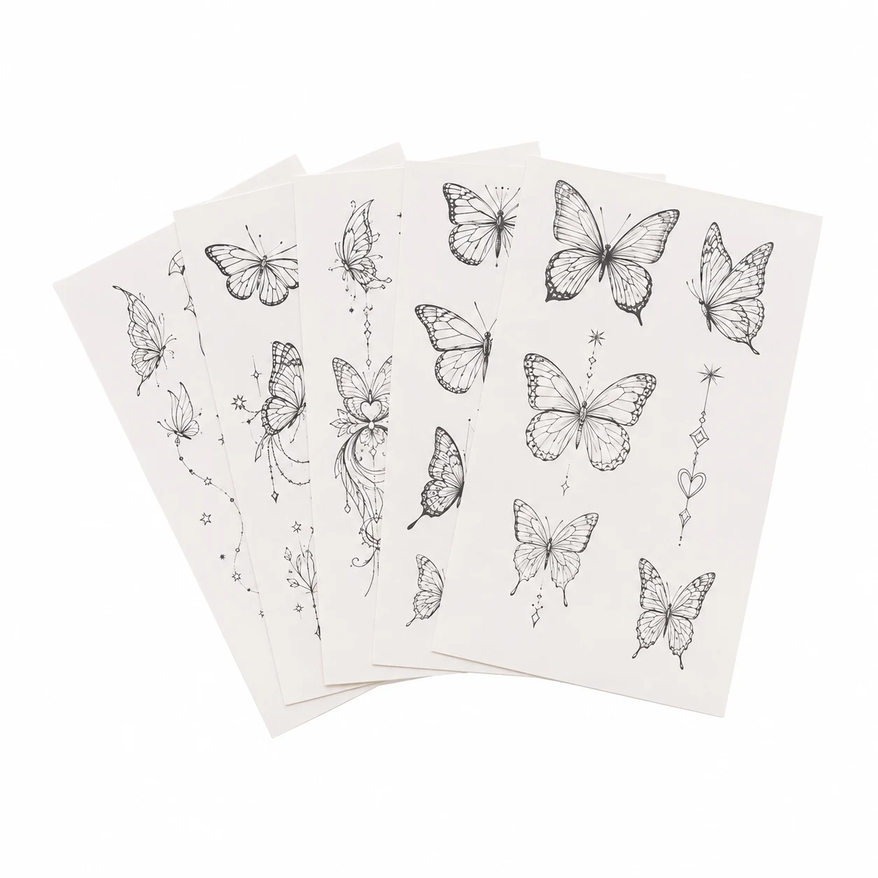 Fine Line Butterfly Temporary Tattoo Set
