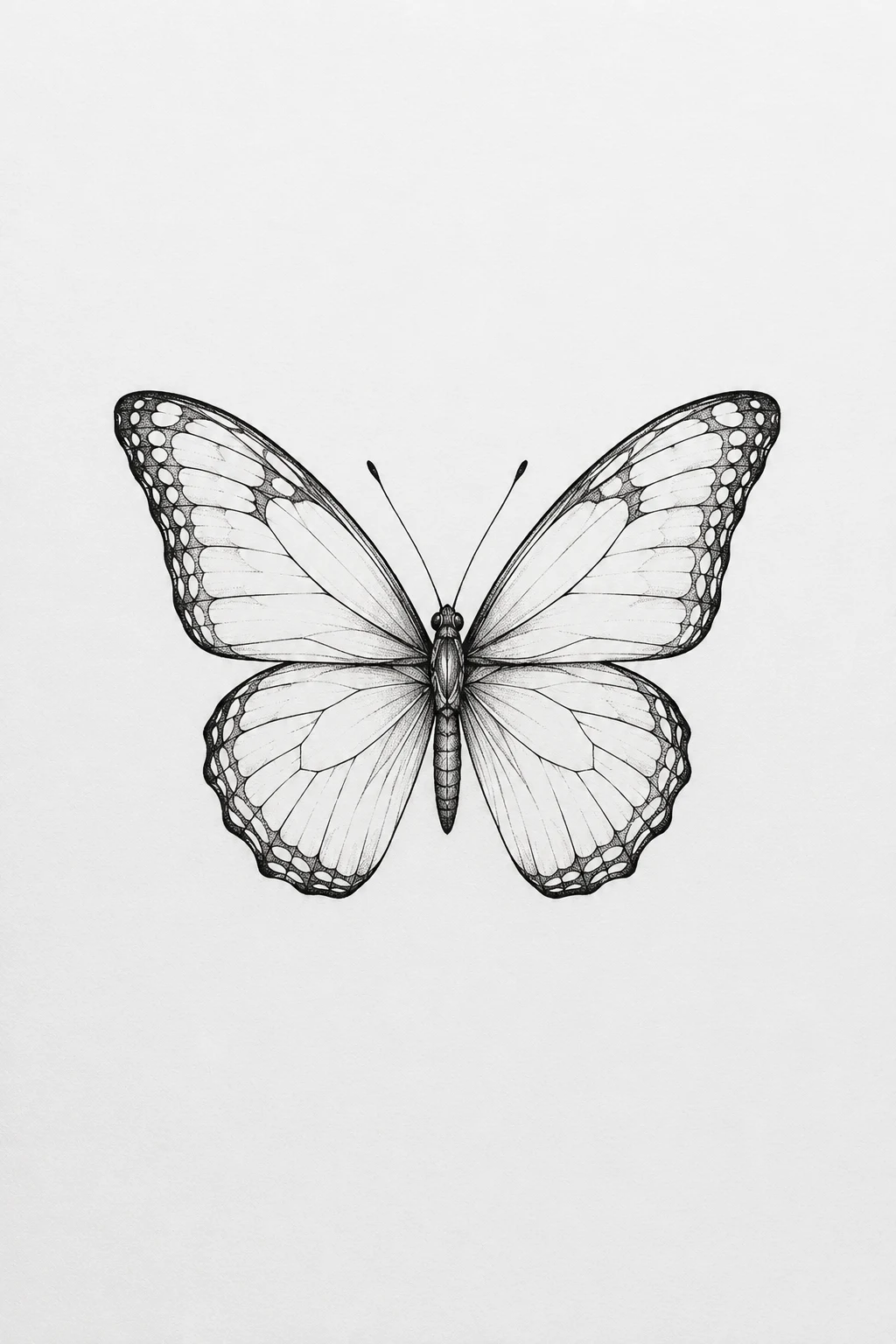 Classic Black Ink Fineline Butterfly Tattoo — fineline butterfly tattoo style outfit