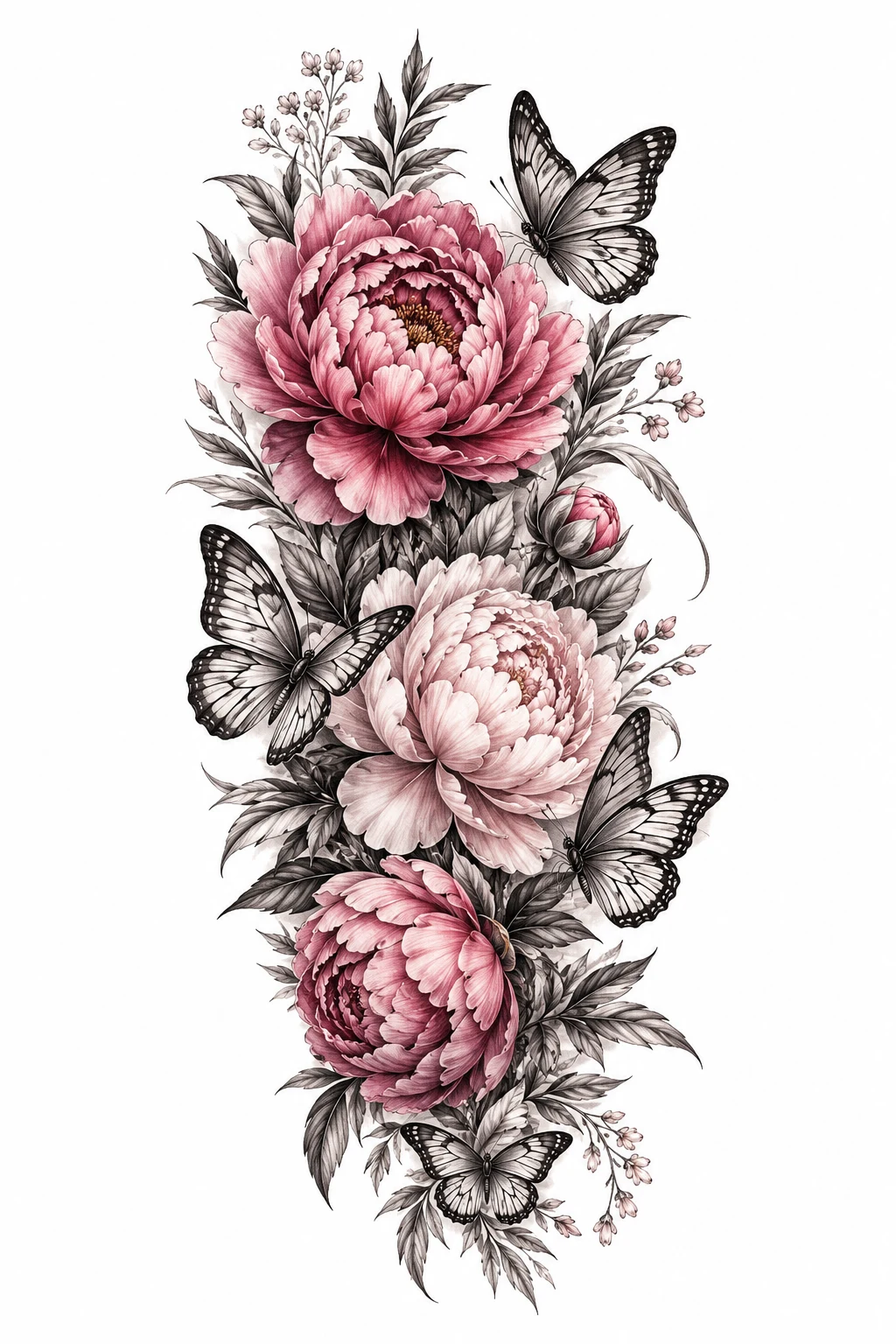 Peony Butterfly Garden — floral and butterfly sleeve tattoo style outfit