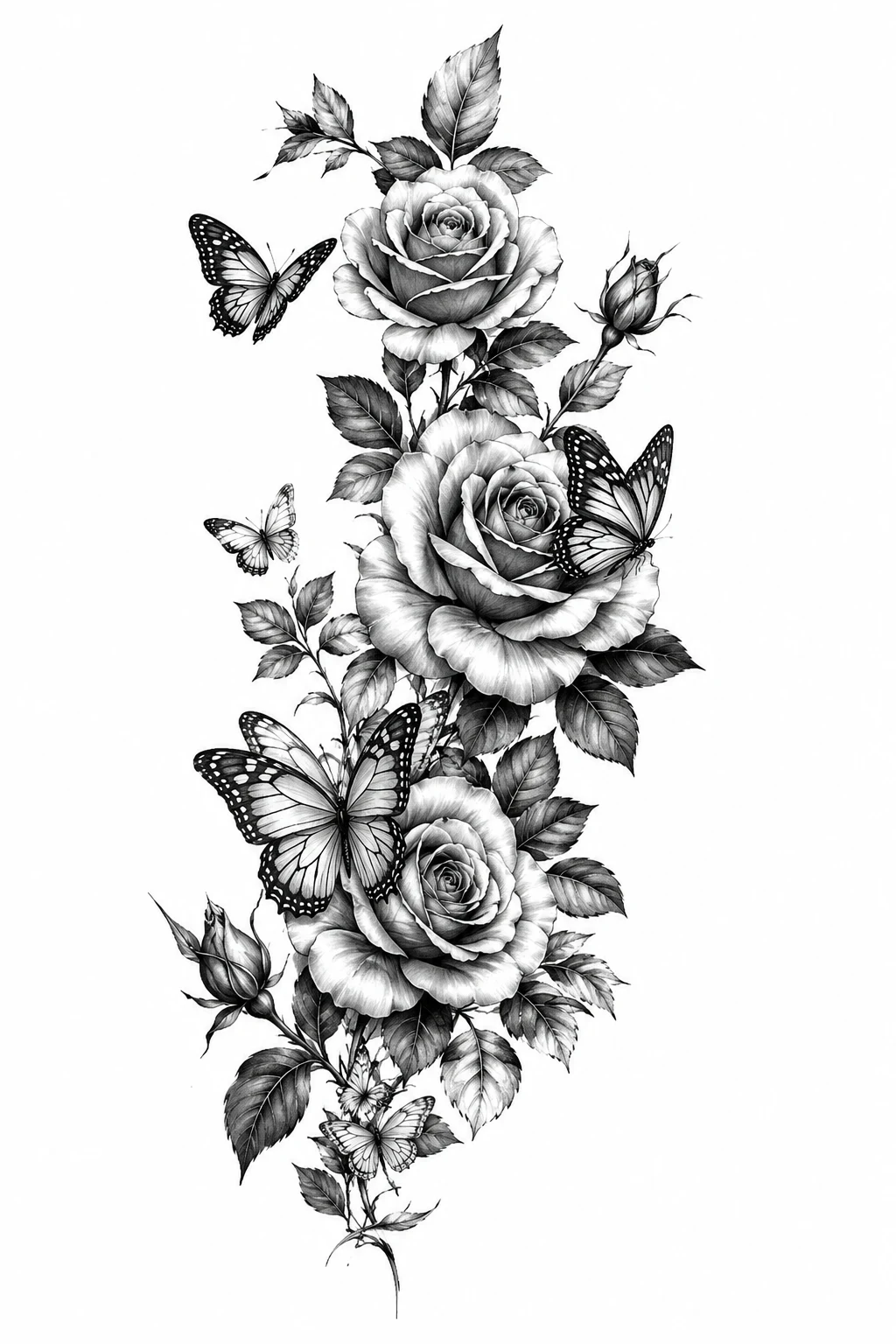 Rose and Butterfly Half Sleeve — floral and butterfly sleeve tattoo style outfit