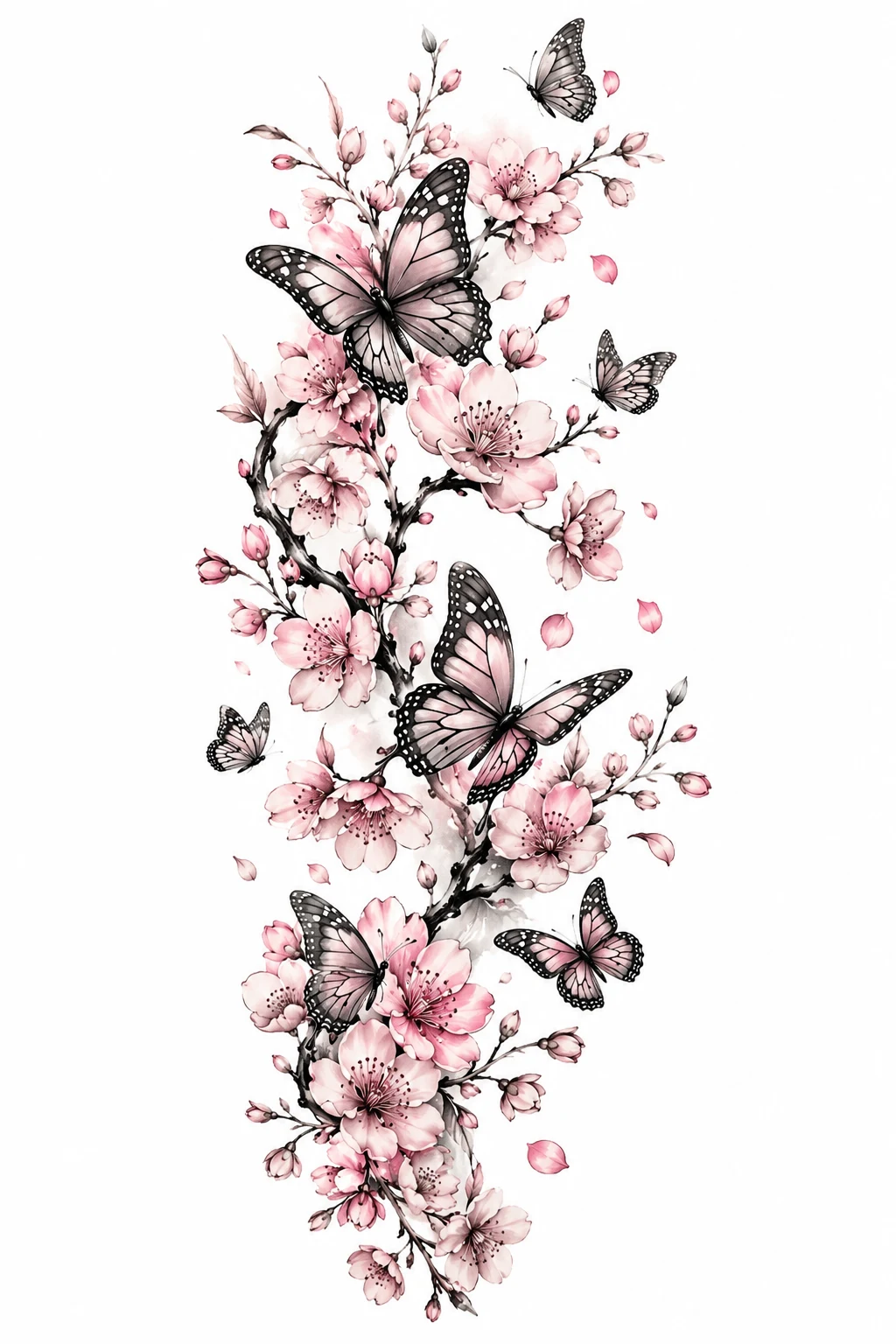 Cherry Blossom Butterfly Sleeve — floral and butterfly sleeve tattoo style outfit