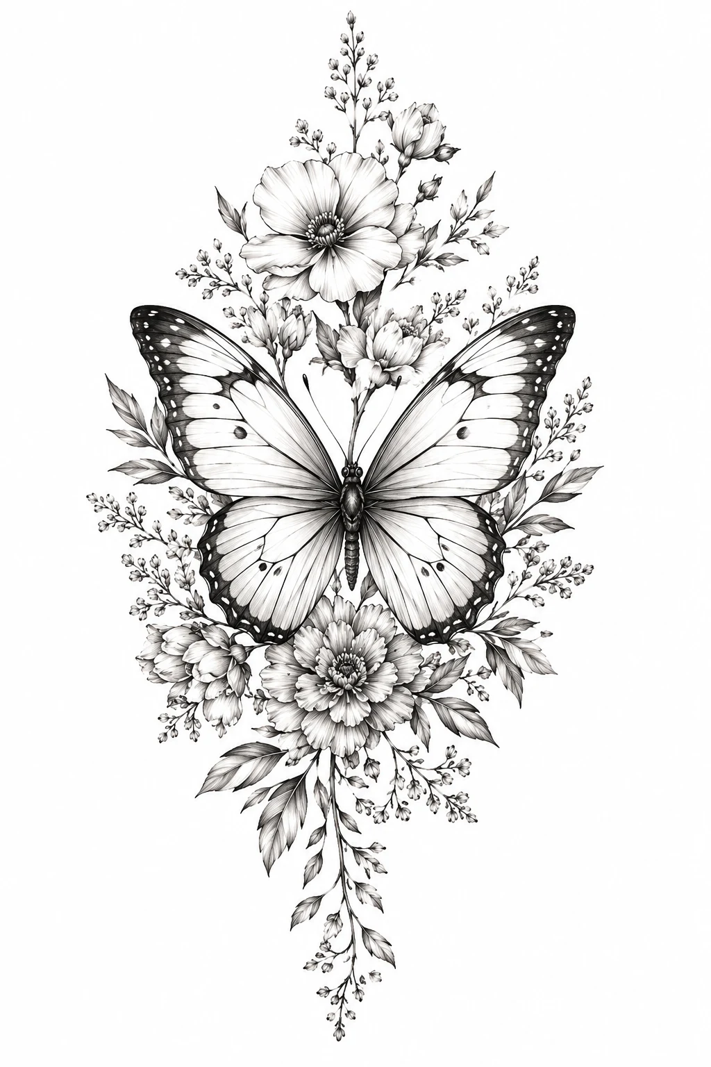 Personalized Birth Flower Butterfly — floral butterfly tattoo design style outfit