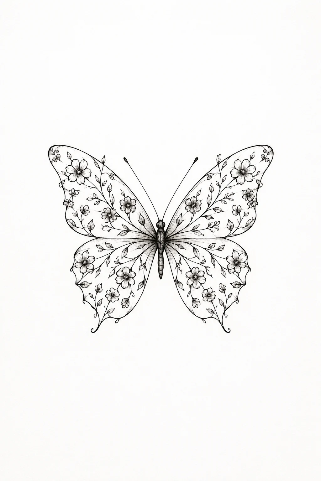 Tiny Flower Butterfly Tattoo — floral butterfly tattoo design style outfit