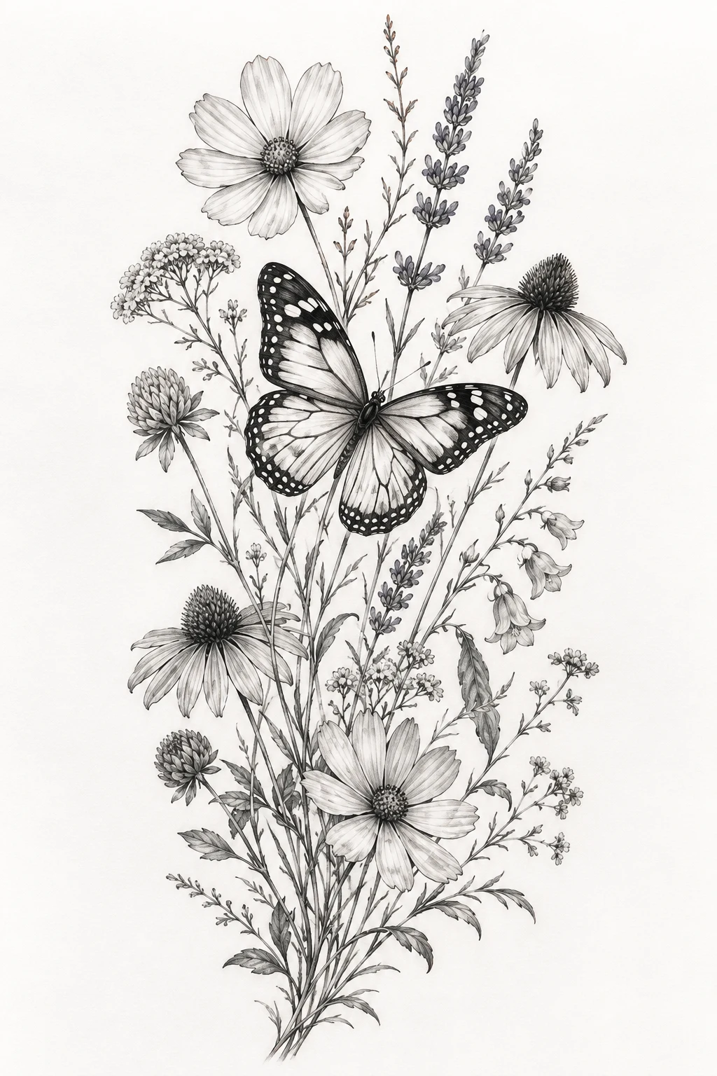 Wildflower Meadow Butterfly — floral butterfly tattoo design style outfit