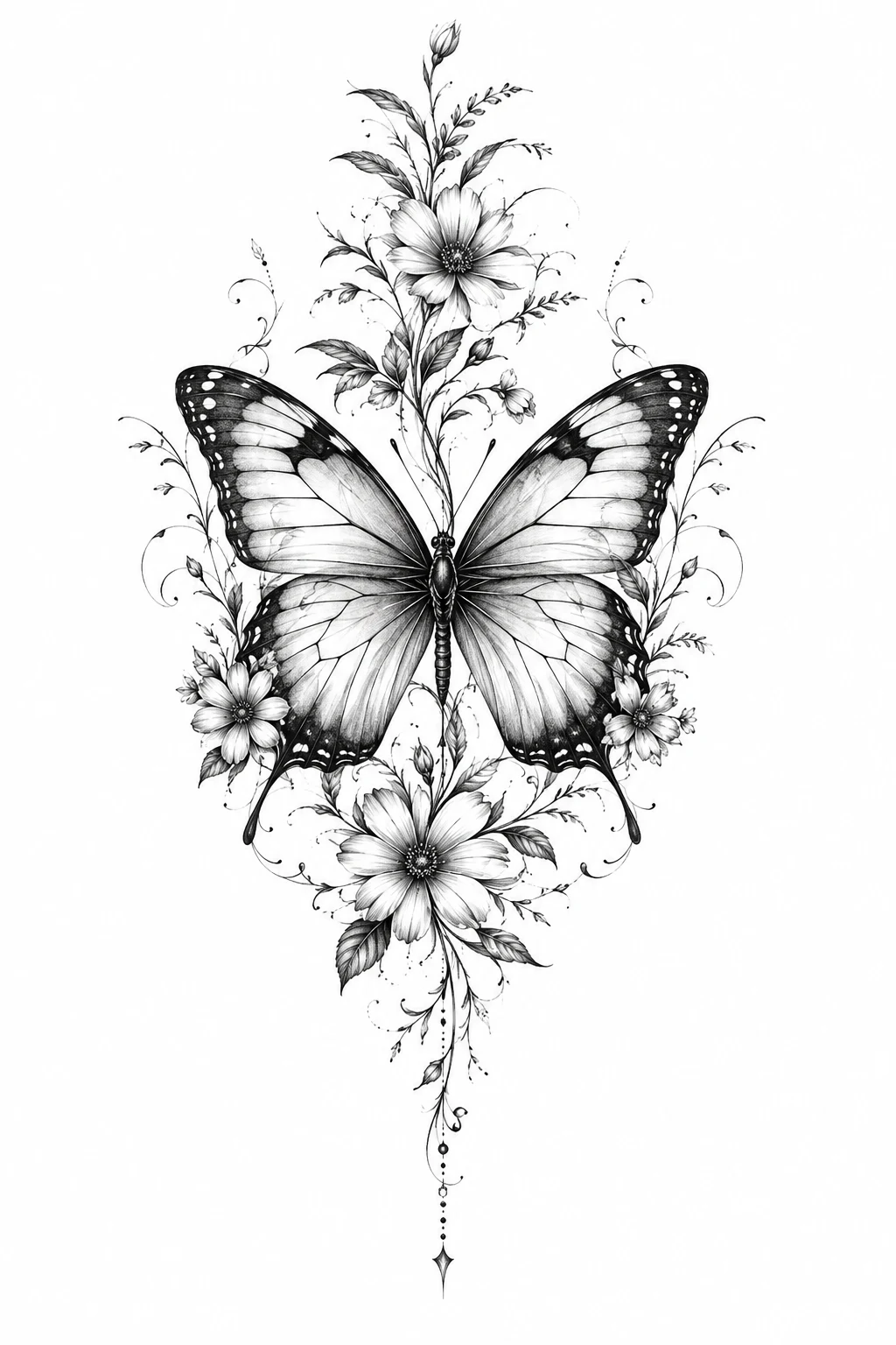 Butterfly With Initial or Meaningful Word — floral butterfly tattoo design style outfit