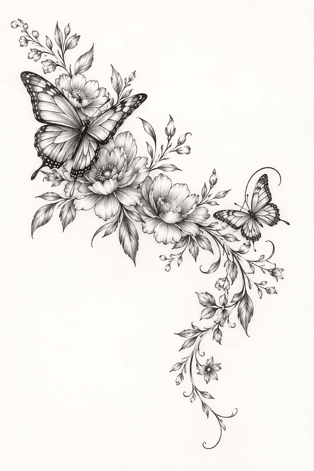 Shoulder-Wrap Floral Butterfly Tattoo Design — floral butterfly tattoo design style outfit