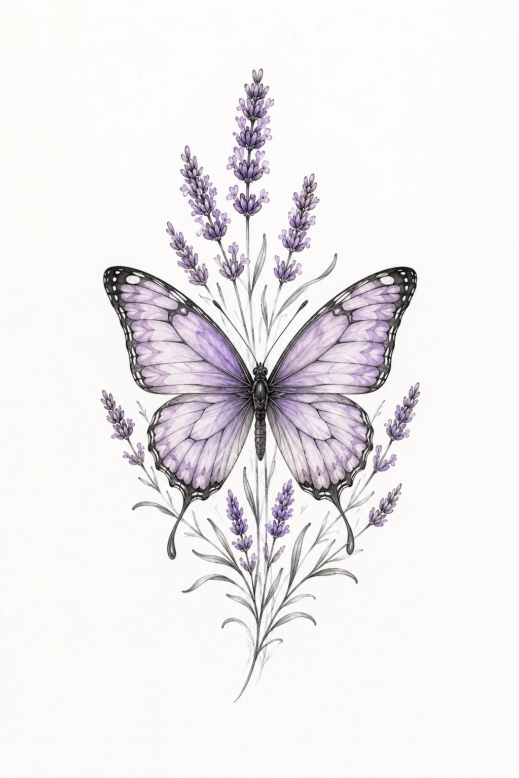 Lavender Fine-Line Butterfly — floral butterfly tattoo design style outfit