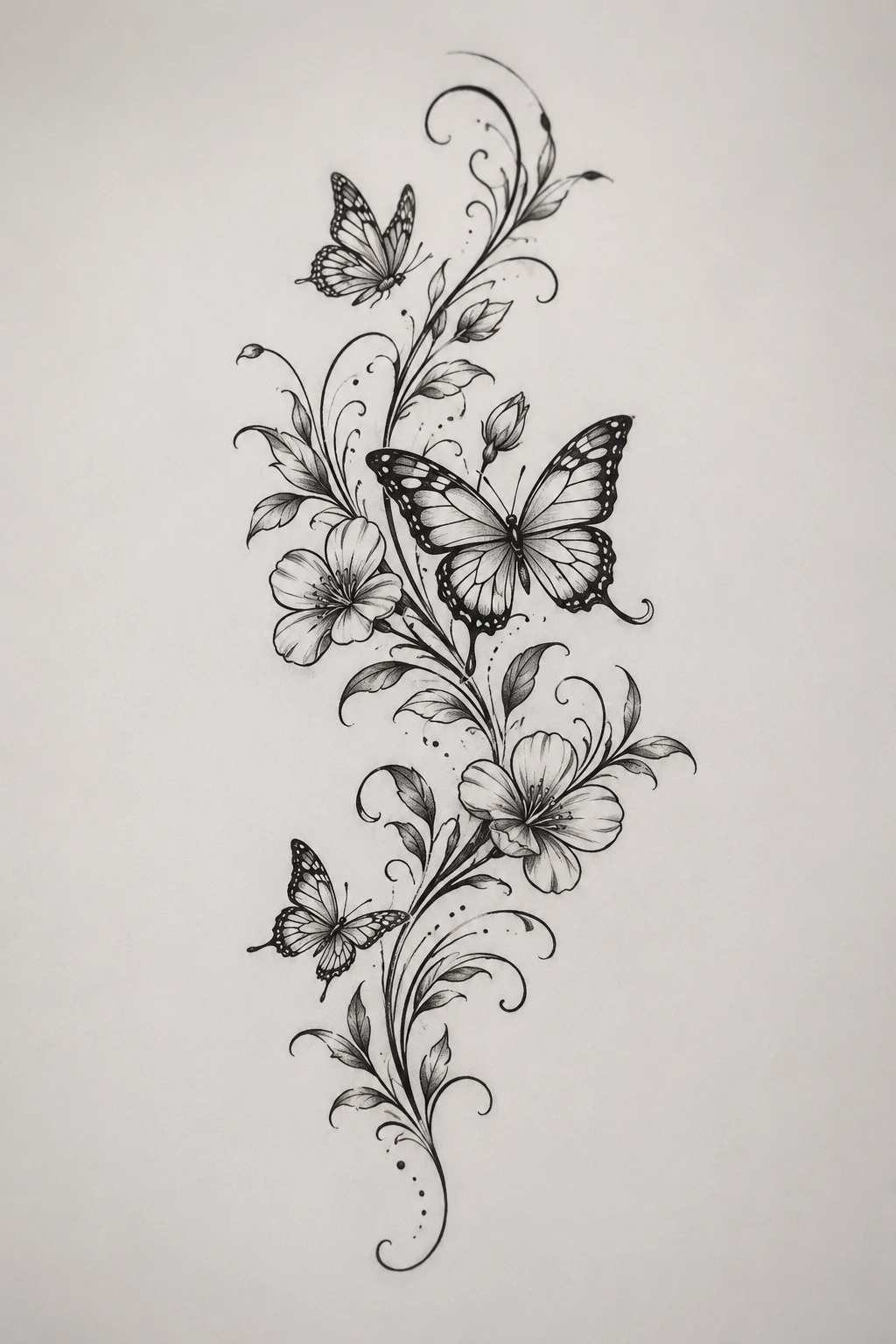 Flowing Vine Butterfly — floral butterfly tattoo design style outfit