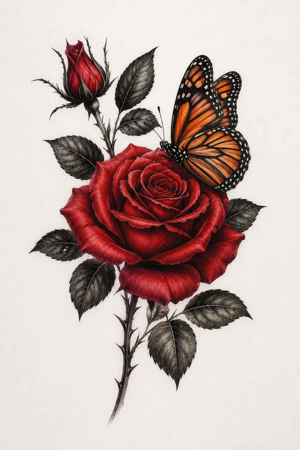 Rose & Monarch Butterfly — flower and butterfly tattoo style outfit