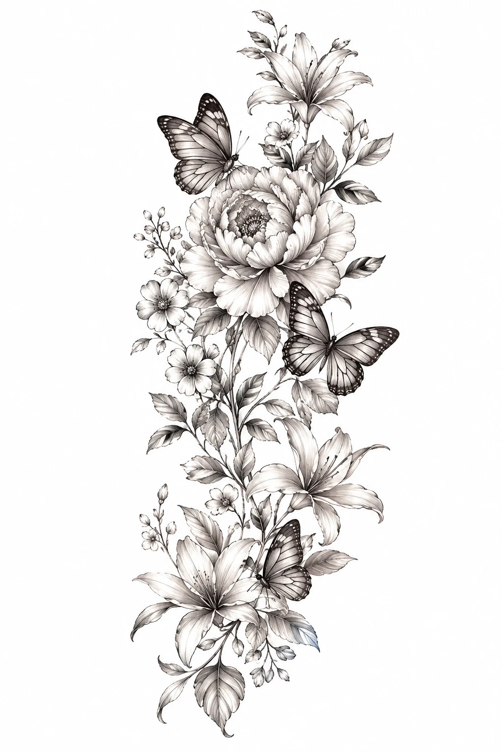 Botanical Butterfly Sleeve — flower and butterfly tattoo style outfit