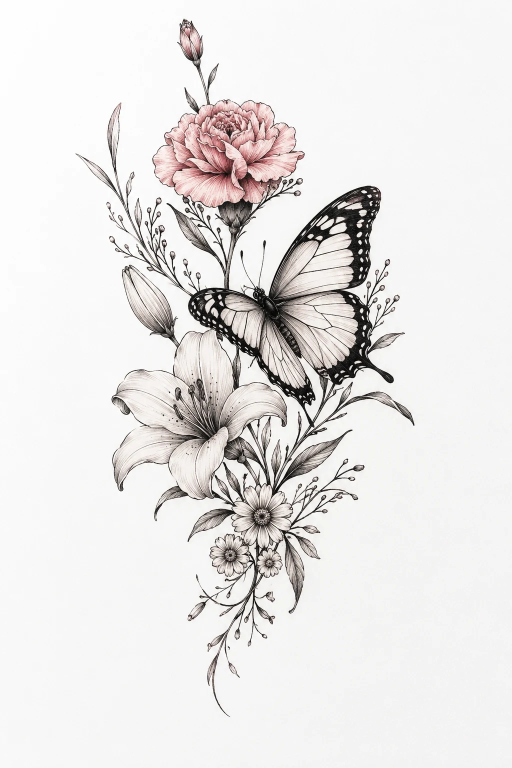 Personalized Birth Flower Butterfly — flower and butterfly tattoo style outfit