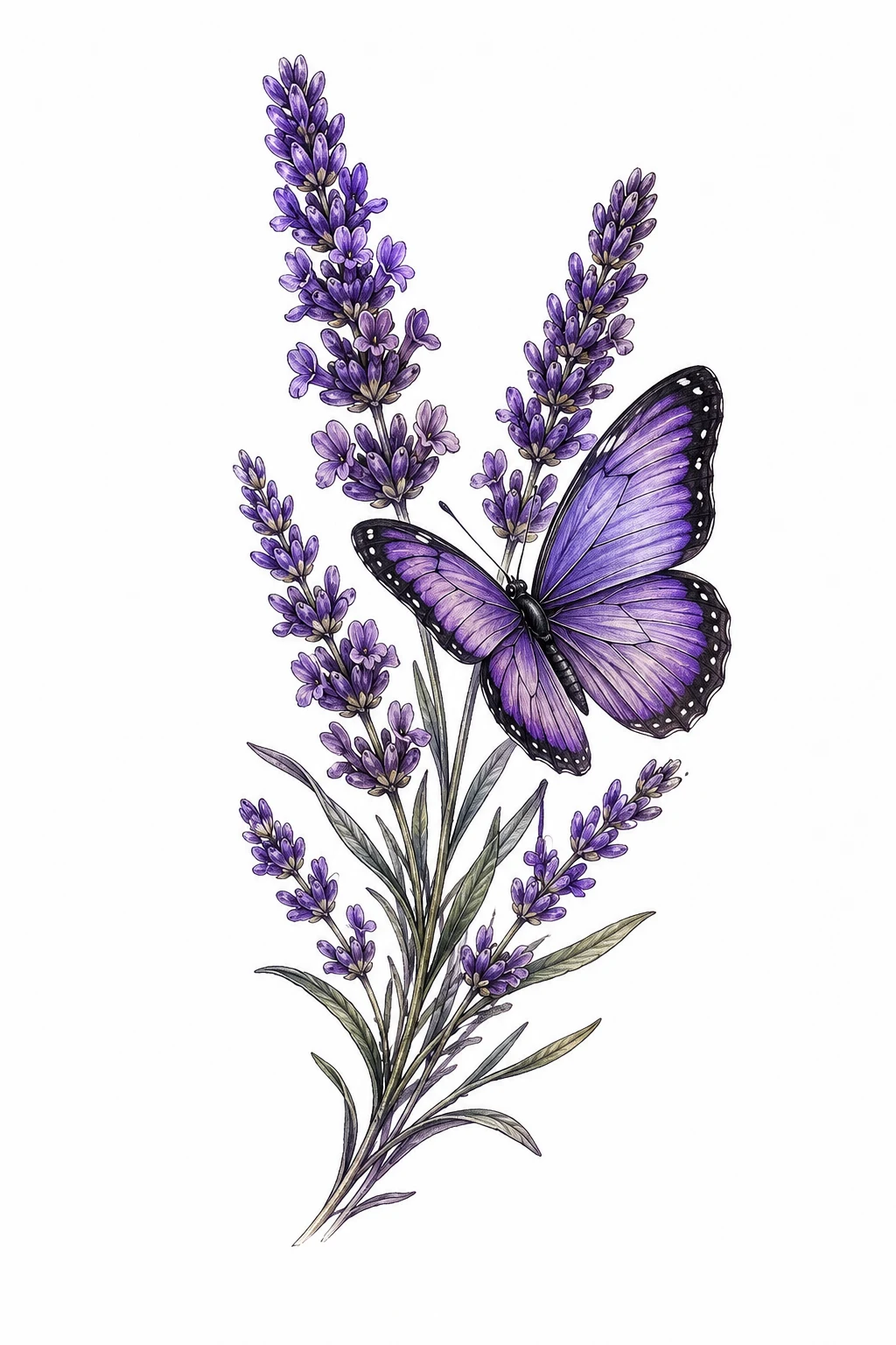 Lavender & Purple Butterfly — flower and butterfly tattoo style outfit