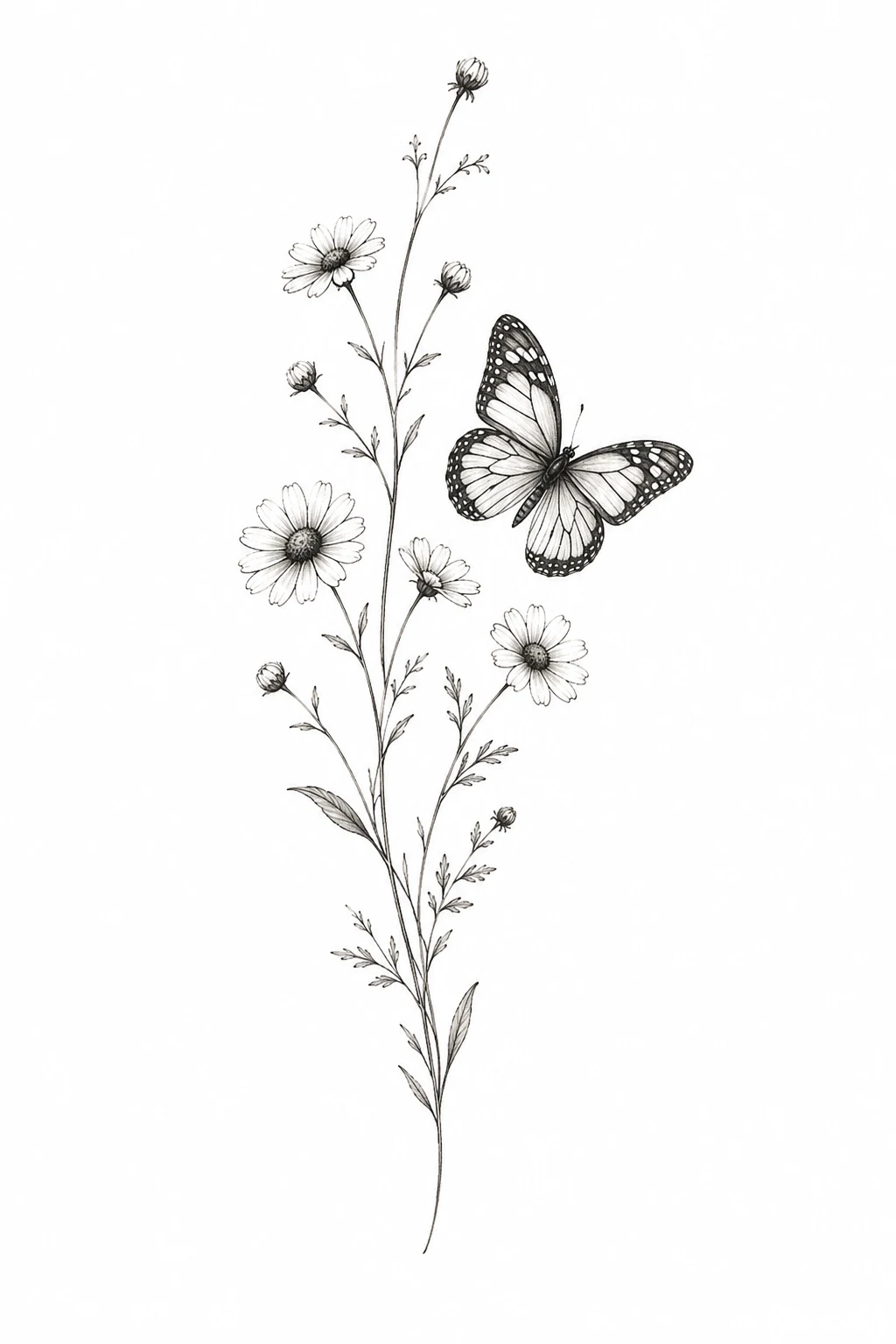 Tiny Daisy & Butterfly — flower and butterfly tattoo style outfit
