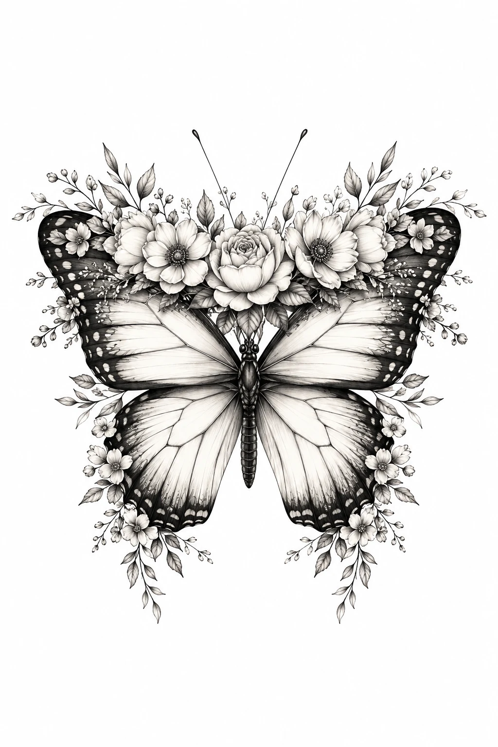 Flower Crown Butterfly — flower butterfly tattoo style outfit