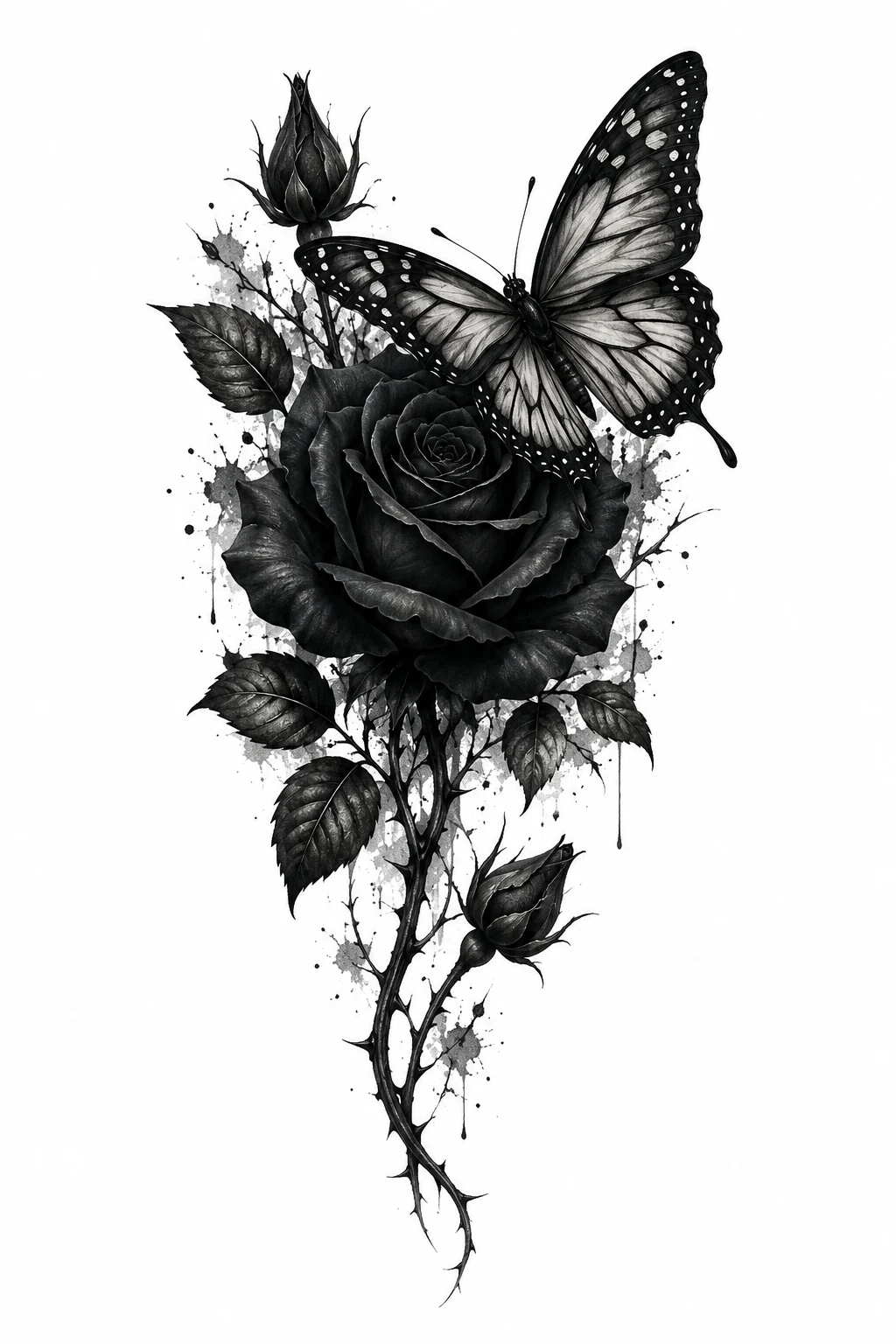 Gothic Black Rose Butterfly — flower butterfly tattoo style outfit